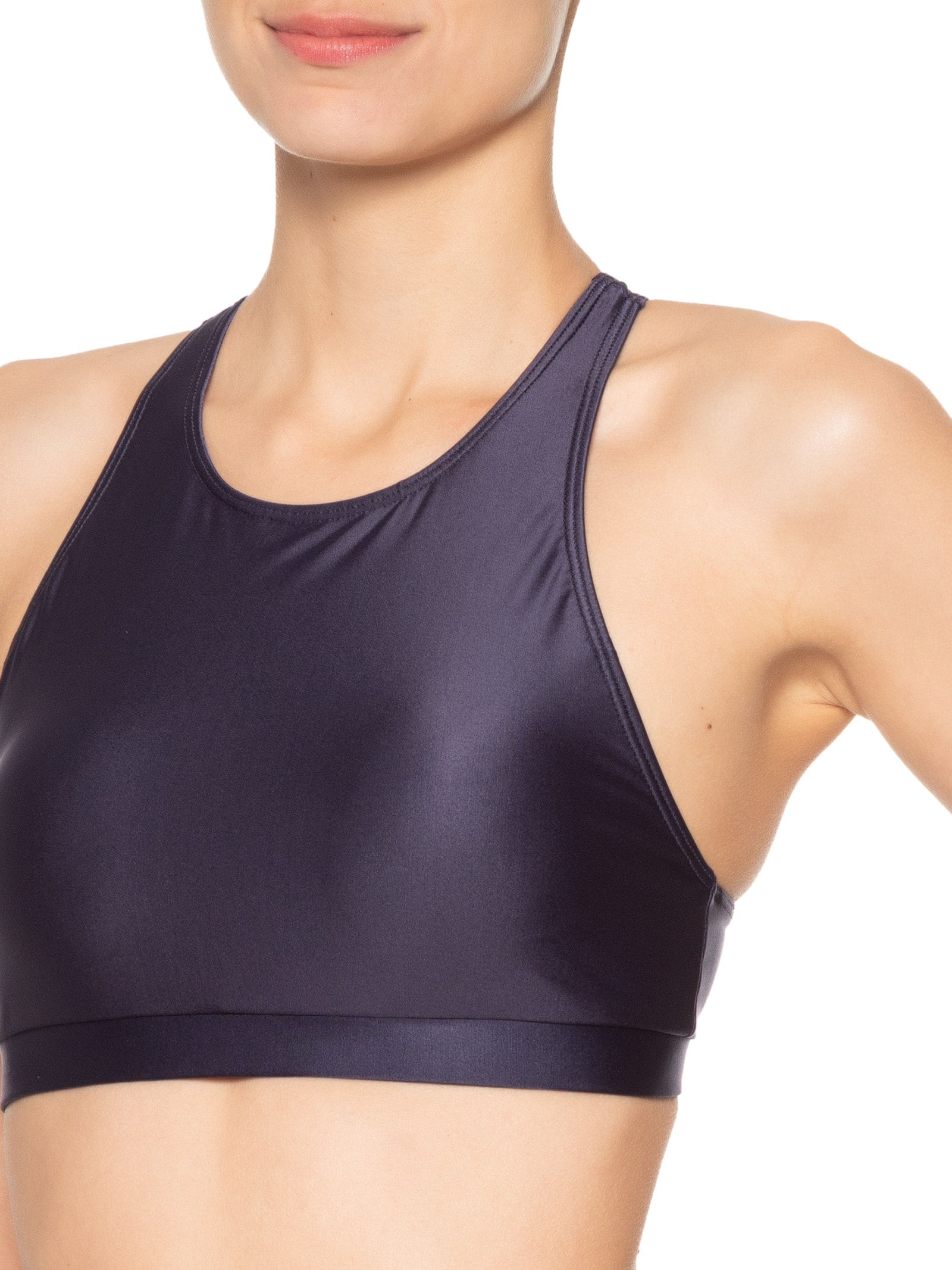 Top Alça Nadador Liso Azul Body For Sure