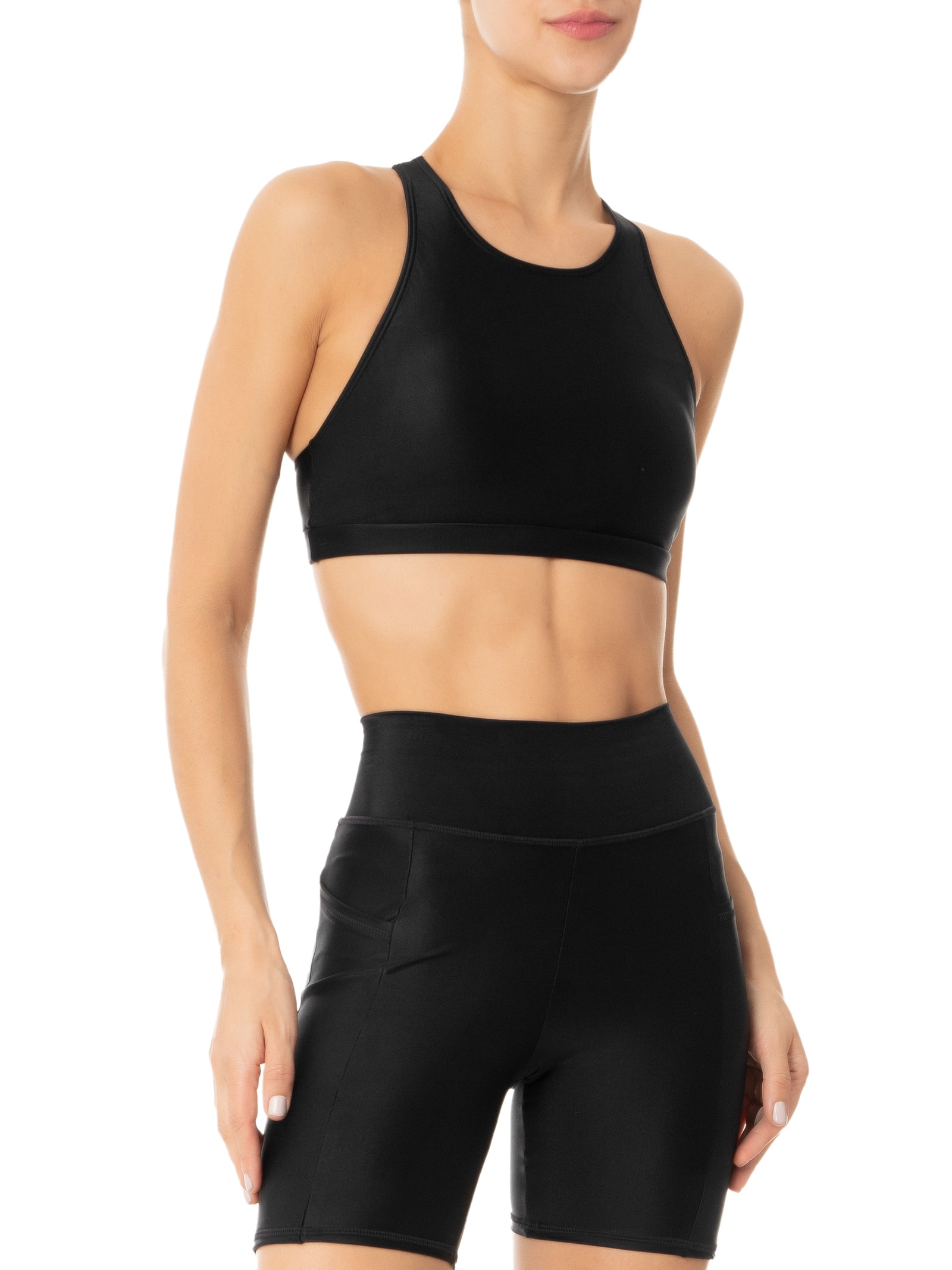 Top Alça Nadador Liso Preto Body For Sure