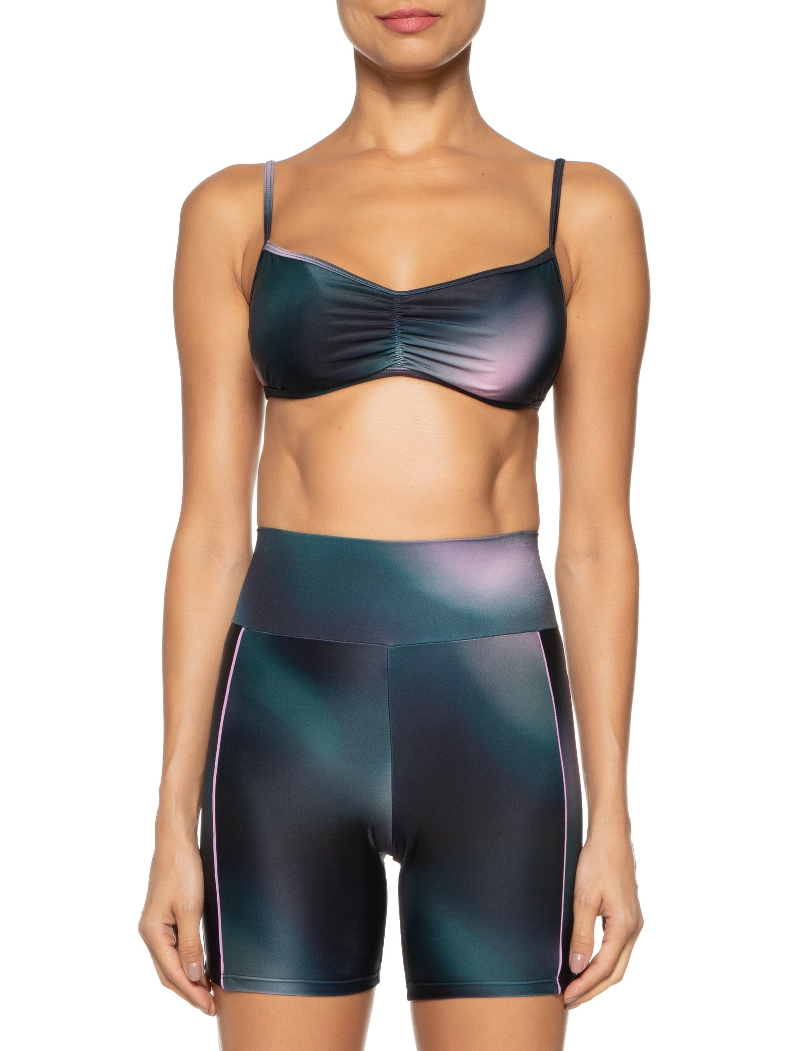 Top Alça Reta Estampado Azul Body For Sure