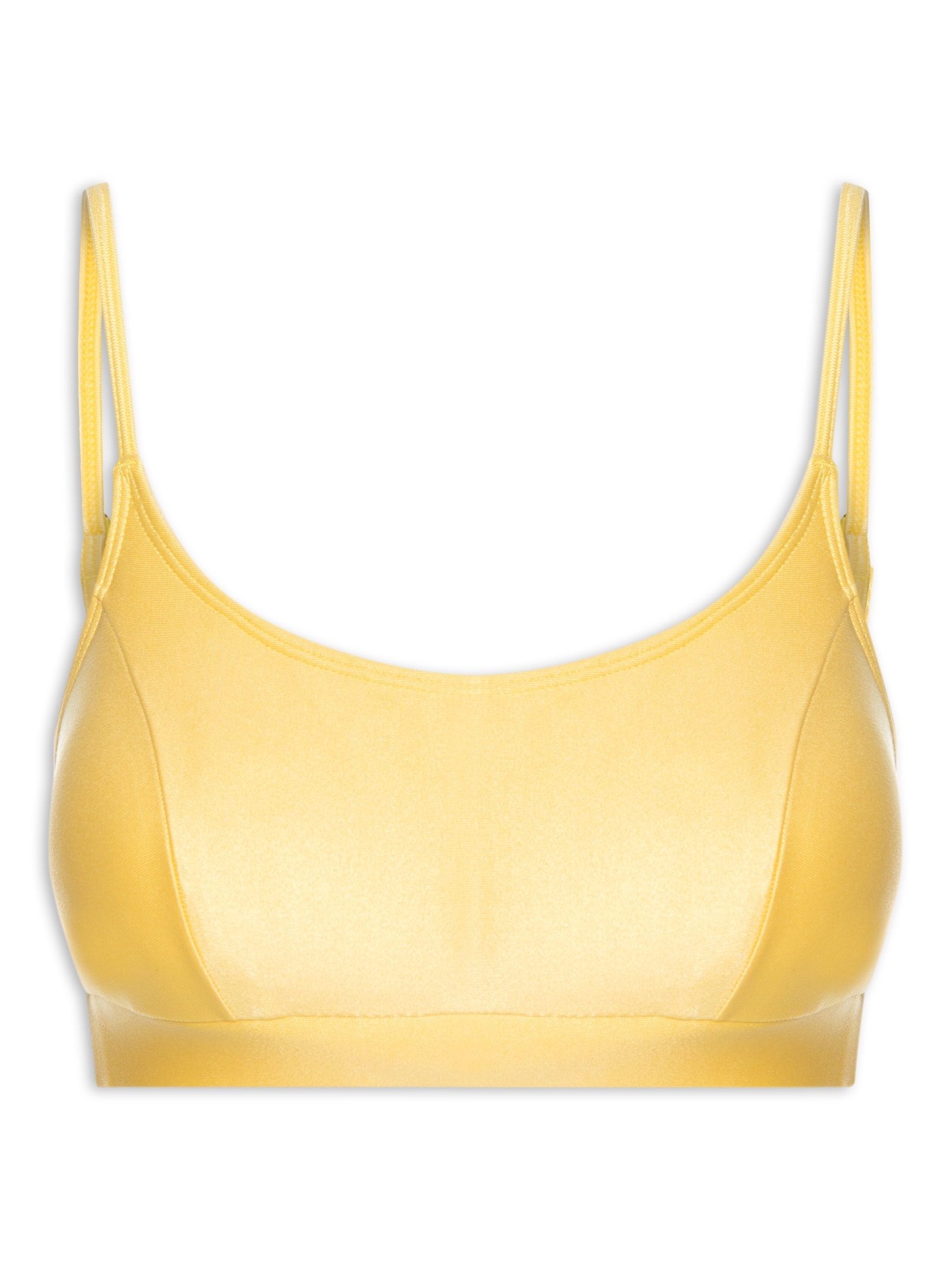 Top Alça Reta Liso Amarelo Body For Sure