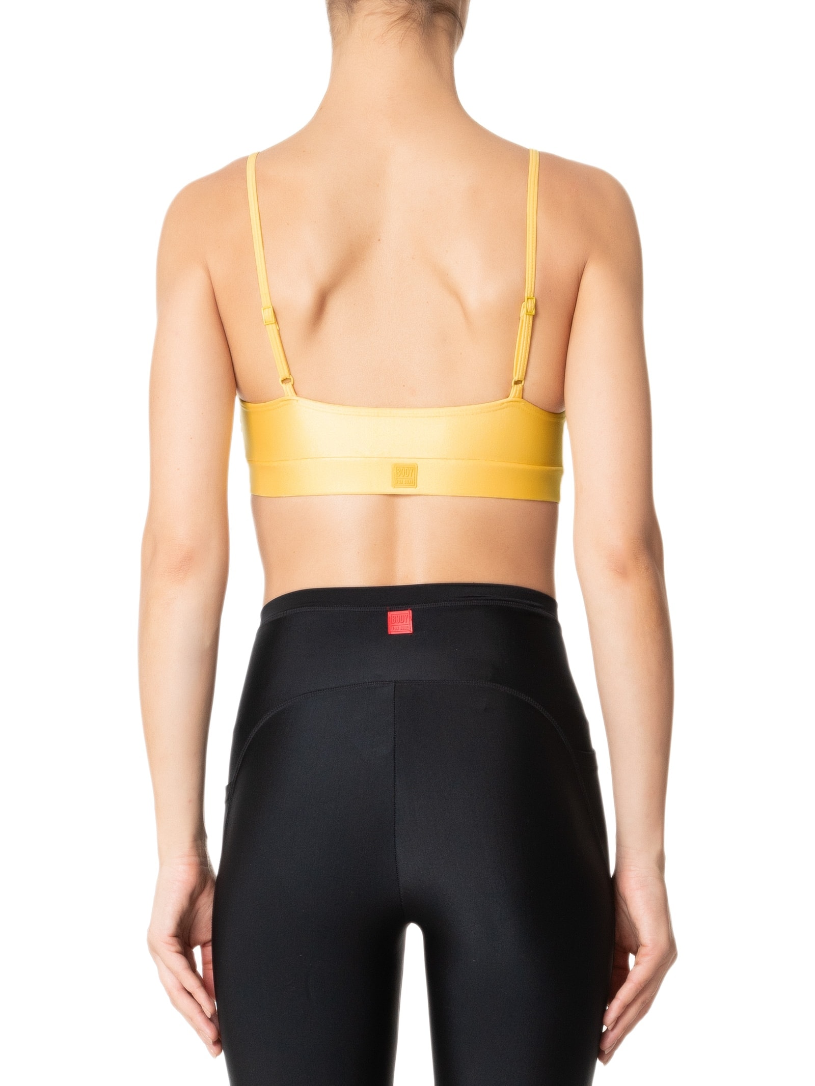 Top Alça Reta Liso Amarelo Body For Sure