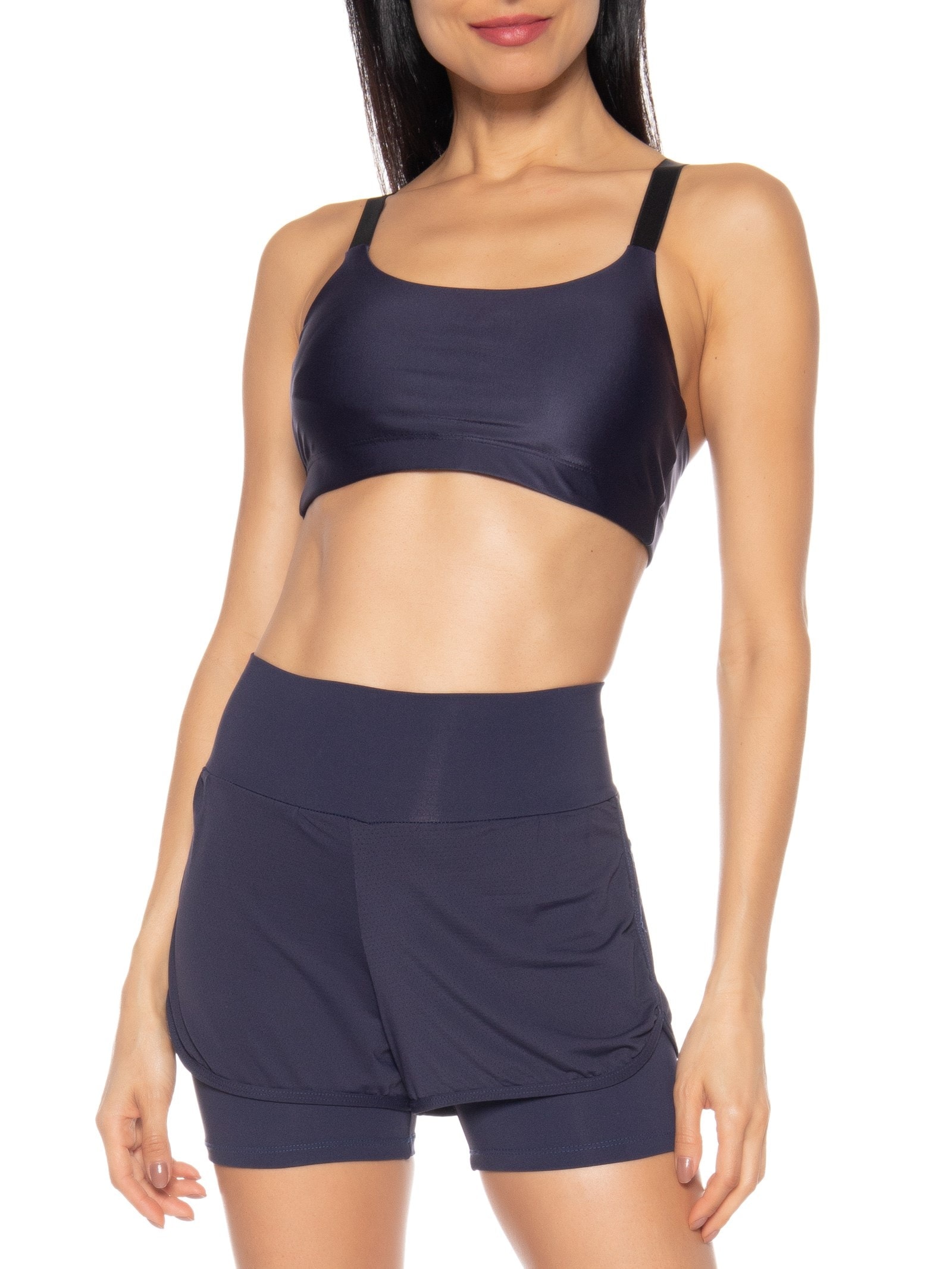 Top Alça Reta Liso Azul Body For Sure