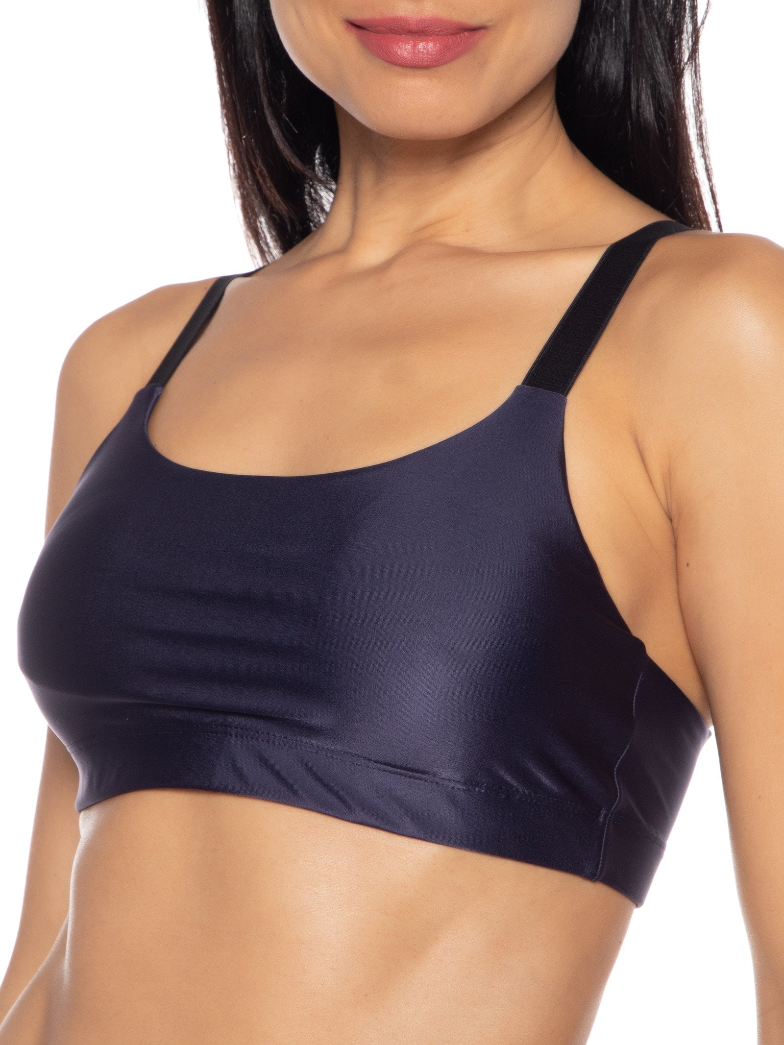 Top Alça Reta Liso Azul Body For Sure