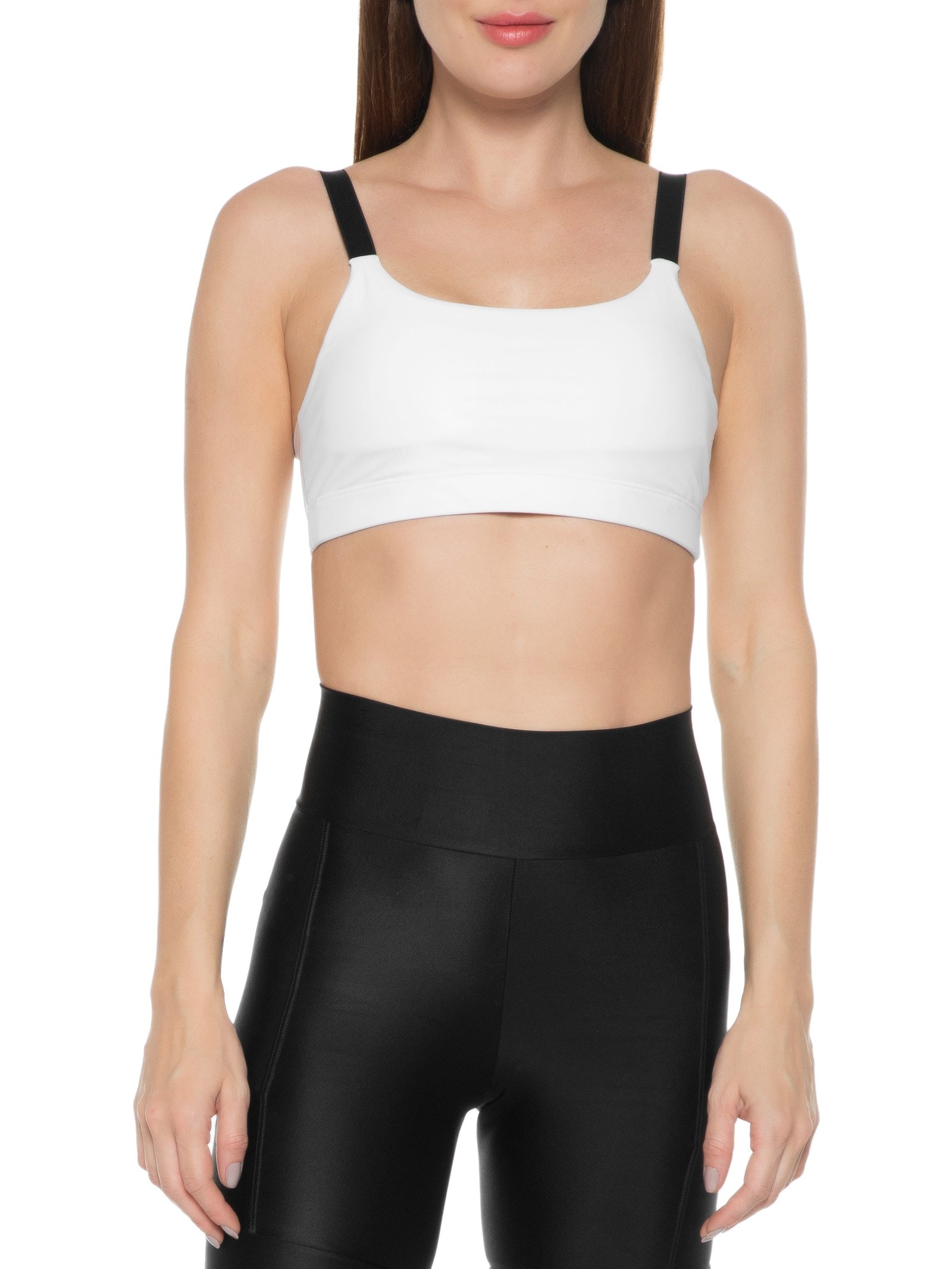 Top Alça Reta Liso Branco Body For Sure