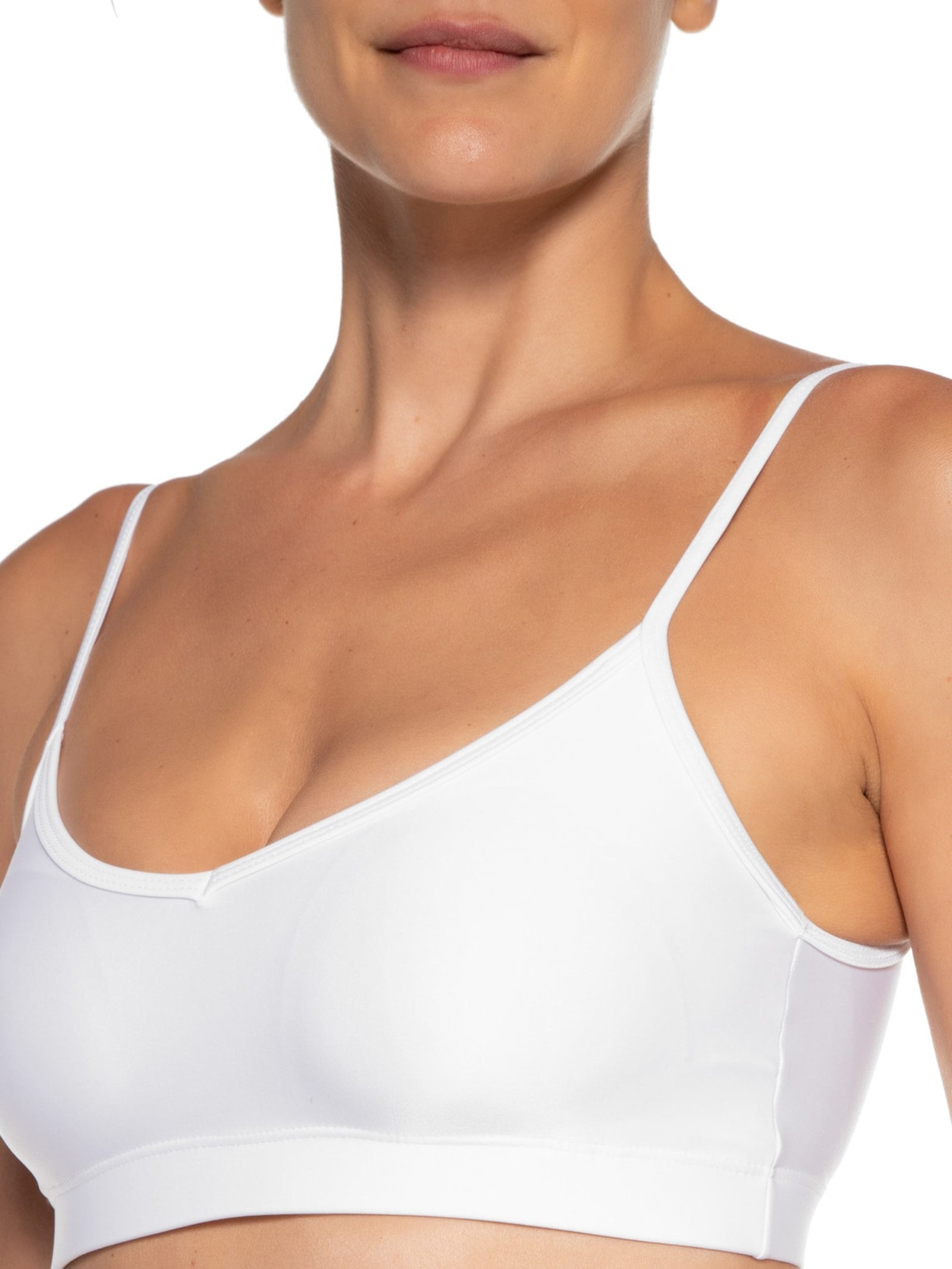 Top Alça Reta Liso Branco Body For Sure