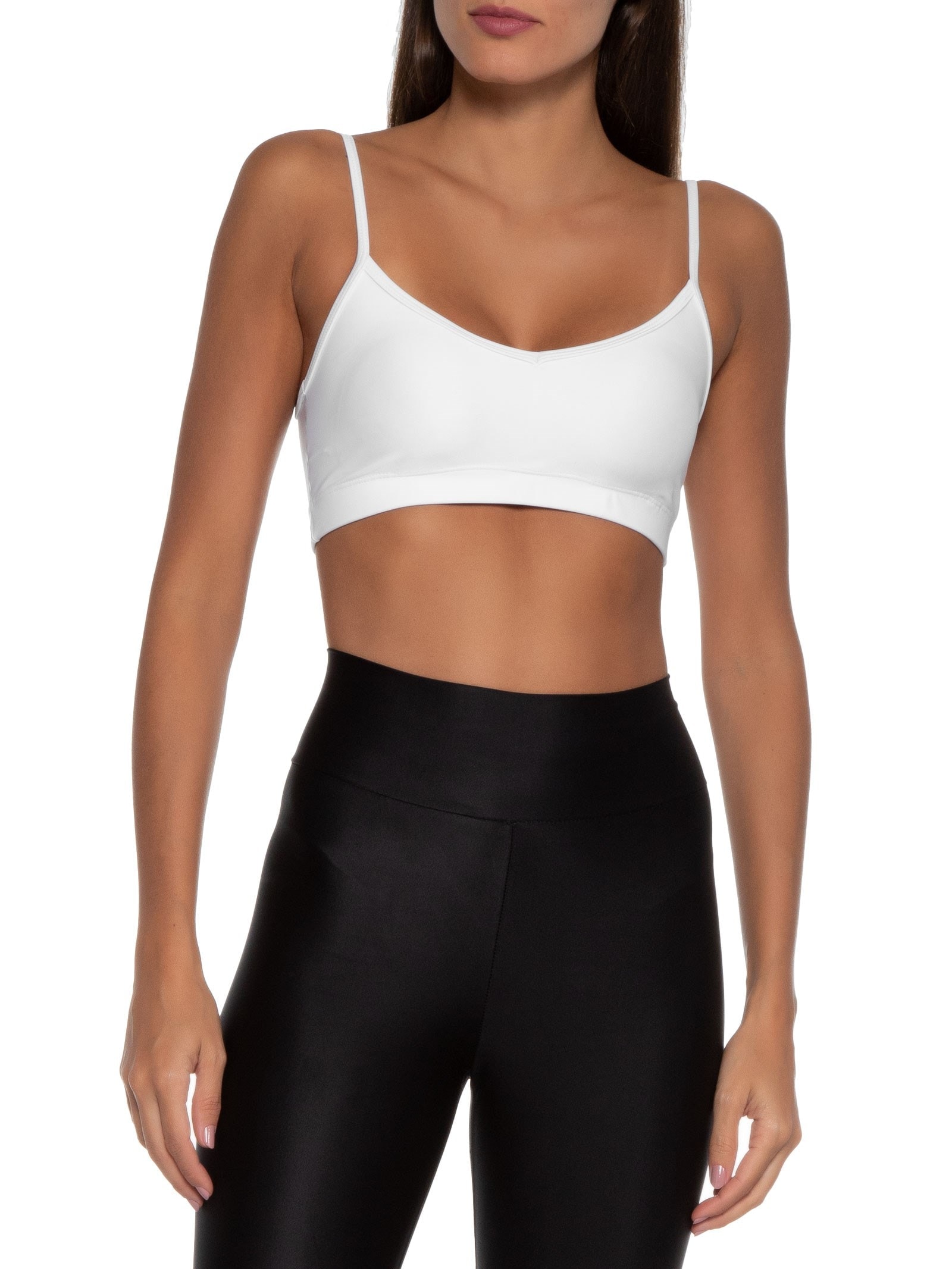 Top Alça Reta Liso Branco Body For Sure