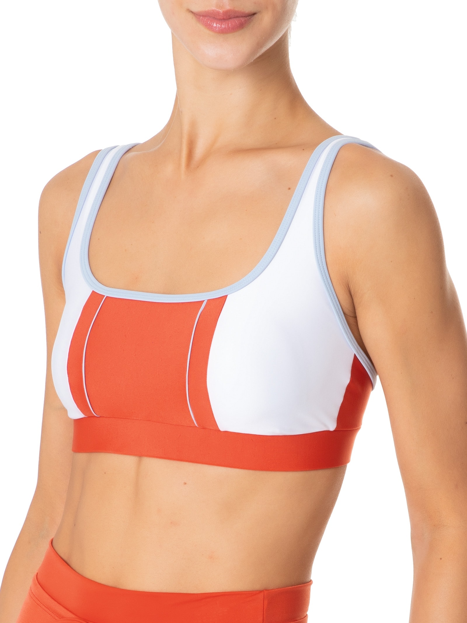 Top Alça Reta Liso Laranja Body For Sure