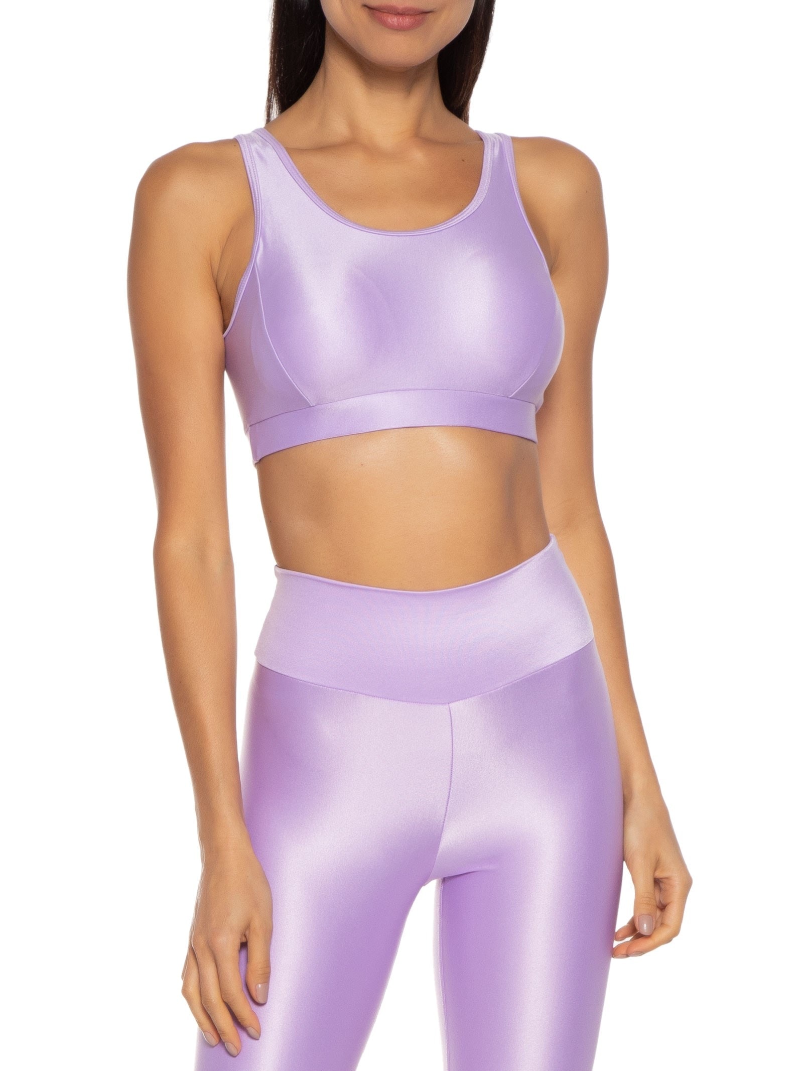 Top Alça Reta Liso Lilás Body For Sure