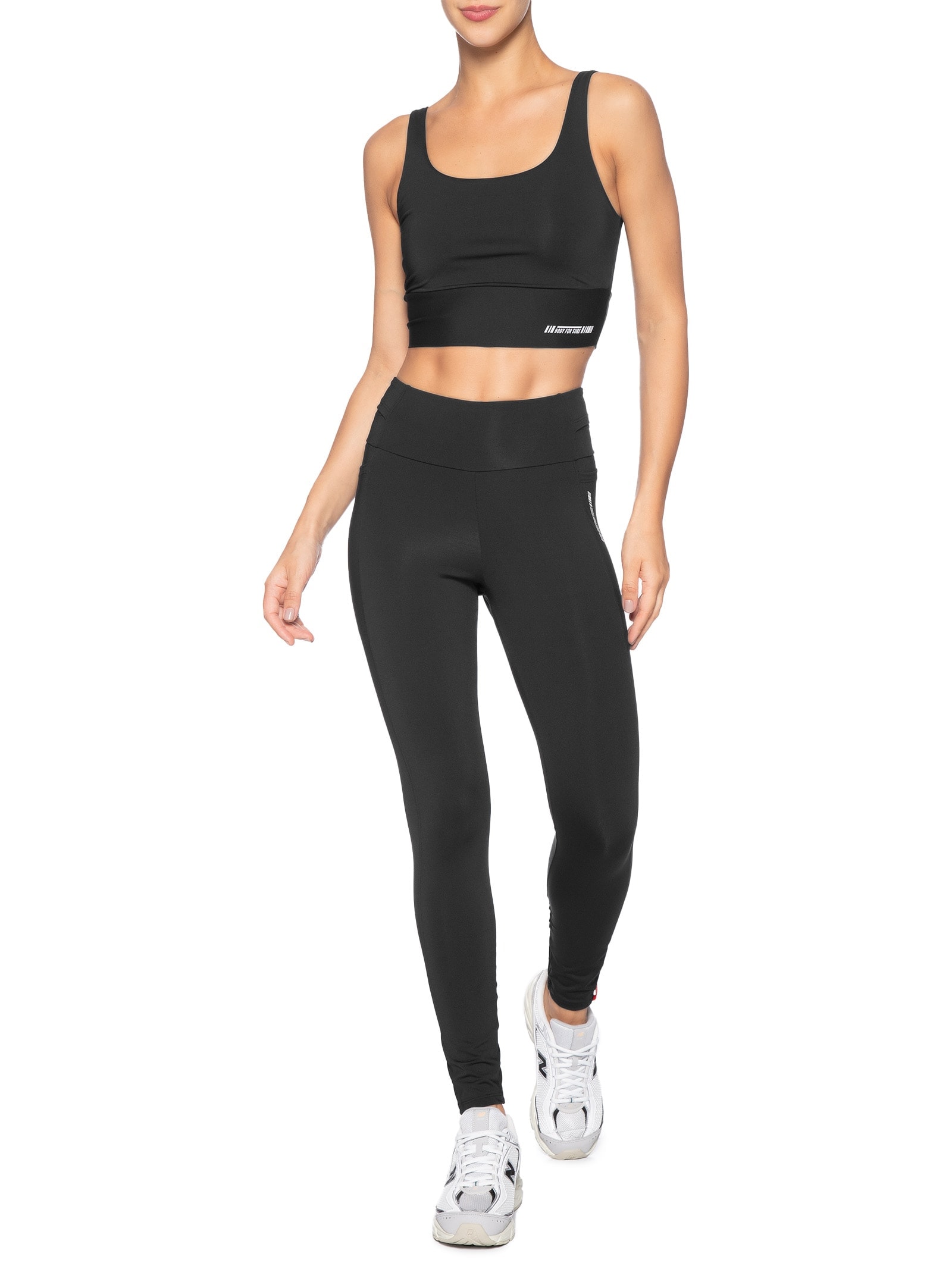 Top Alça Reta Liso Pace Preto Body For Sure