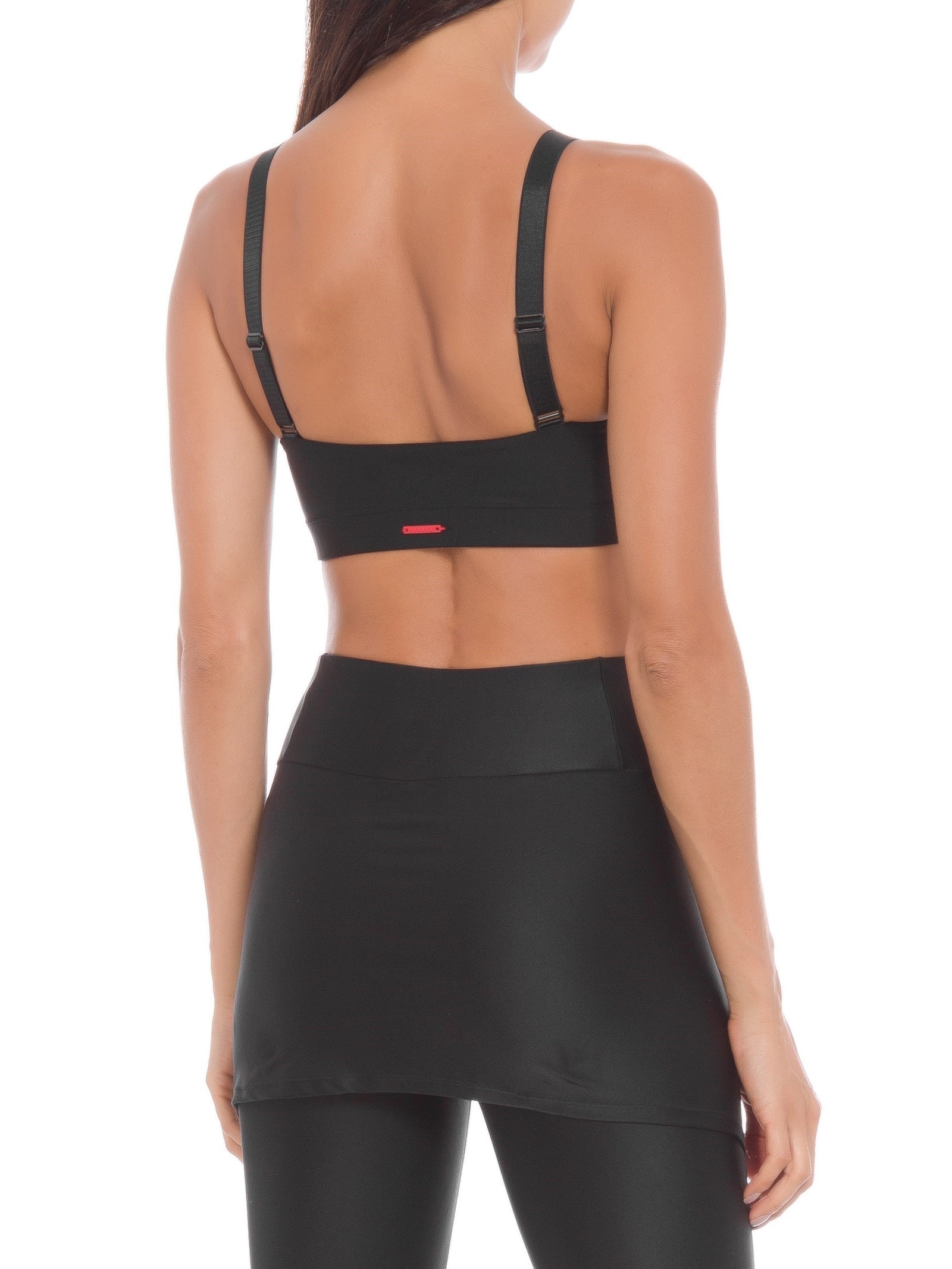 Top Alça Reta Liso Preto Body For Sure