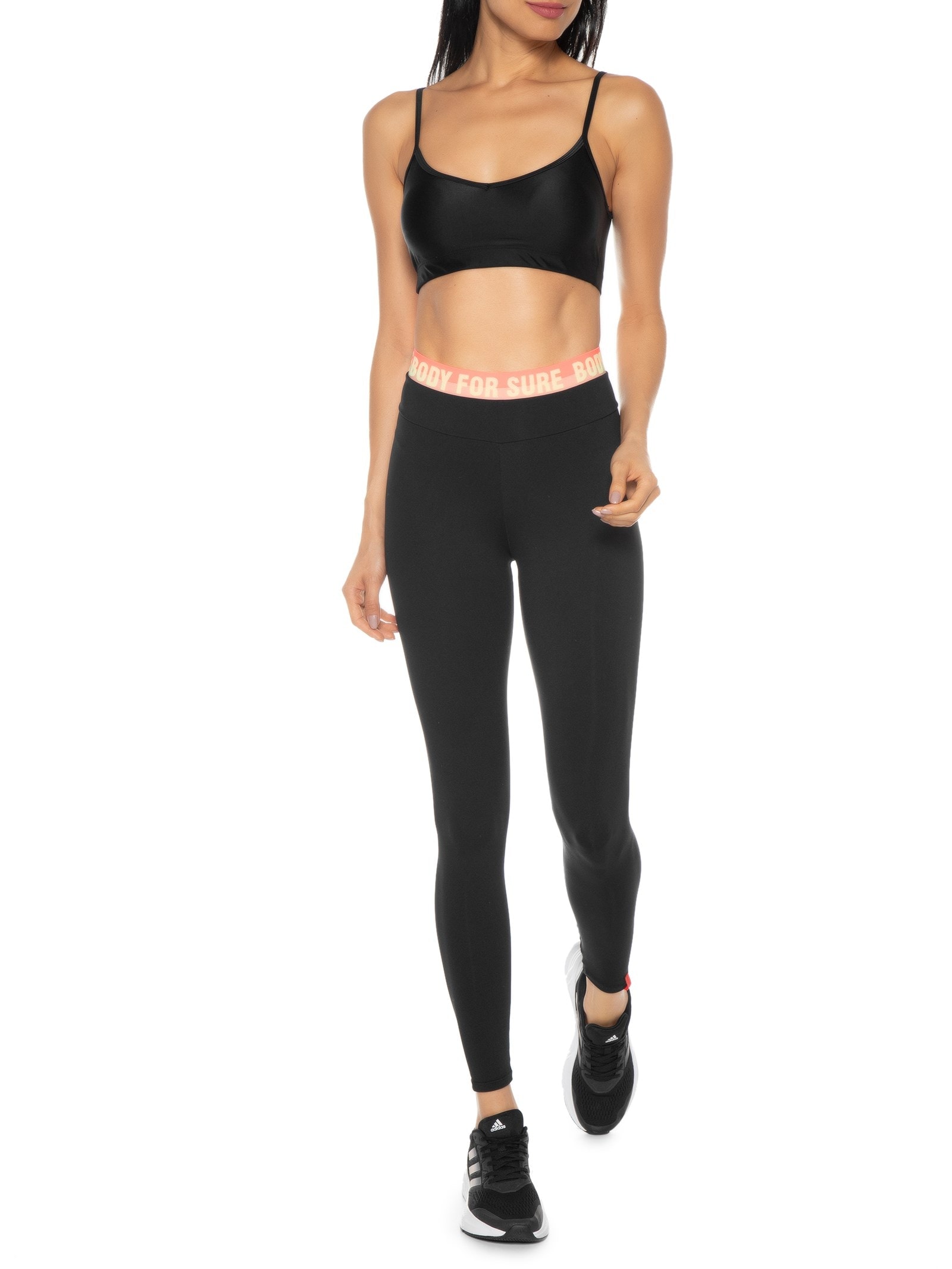 Top Alça Reta Liso Preto Body For Sure