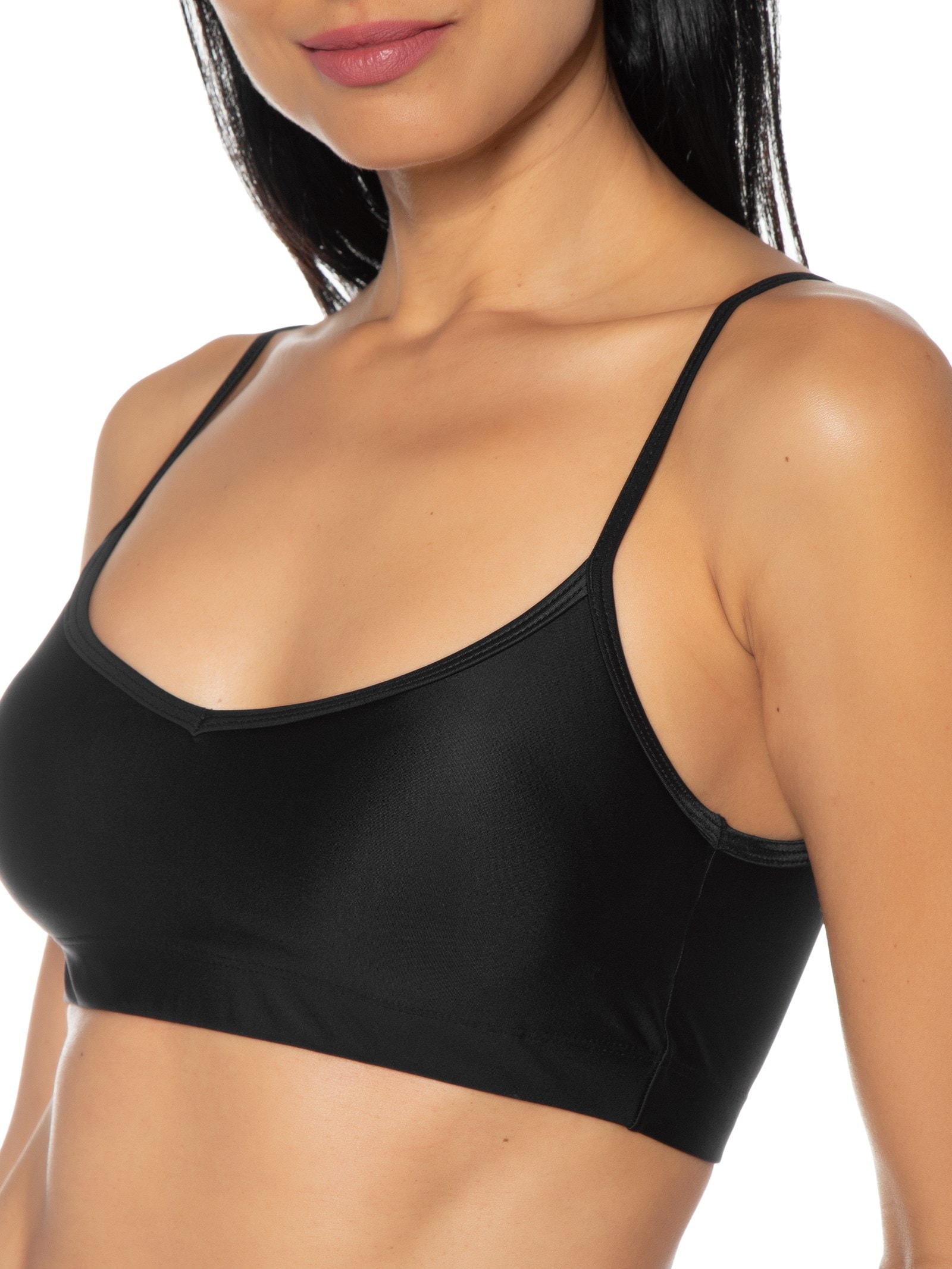 Top Alça Reta Liso Preto Body For Sure