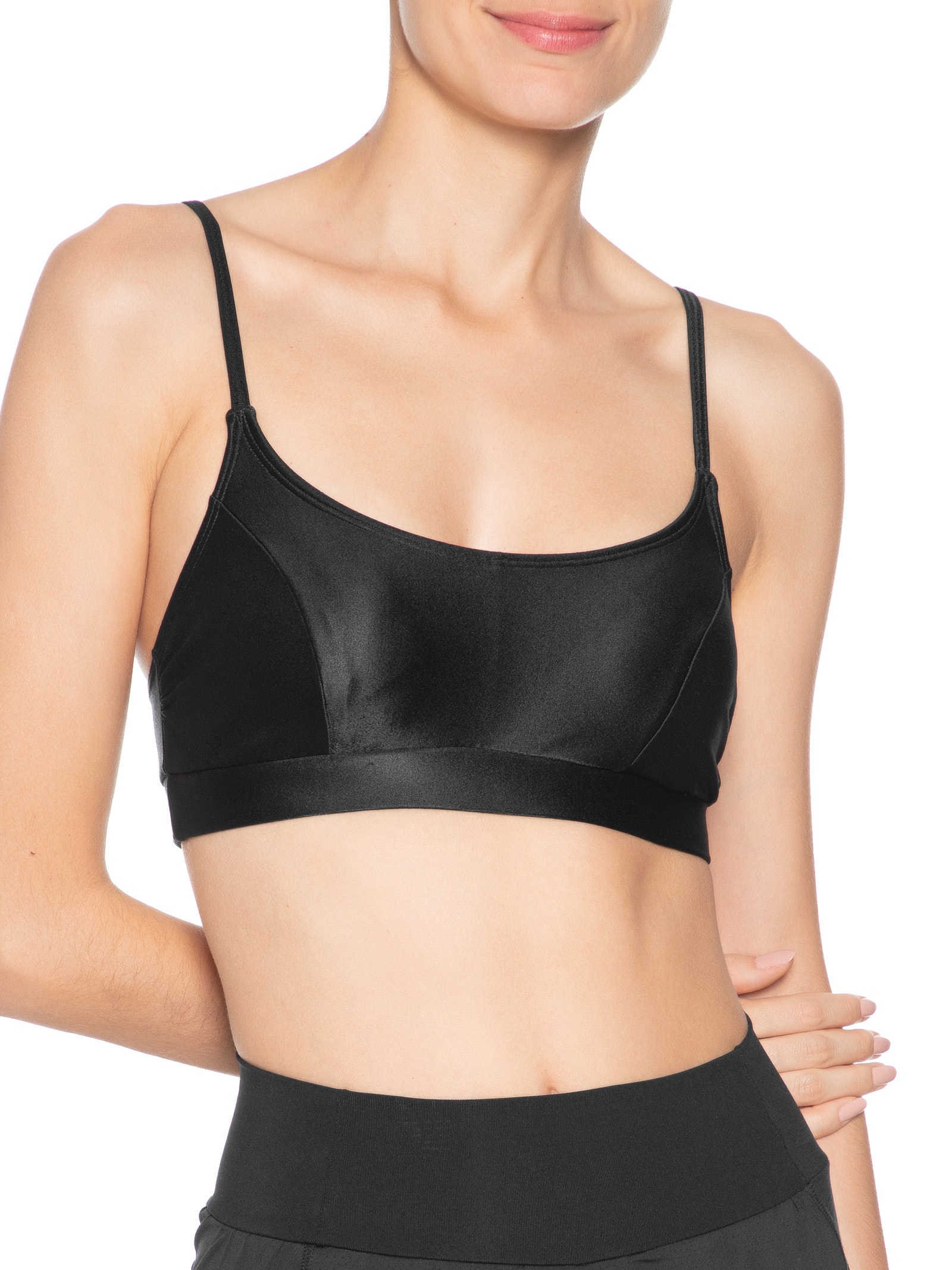 Top Alça Reta Liso Preto Body For Sure