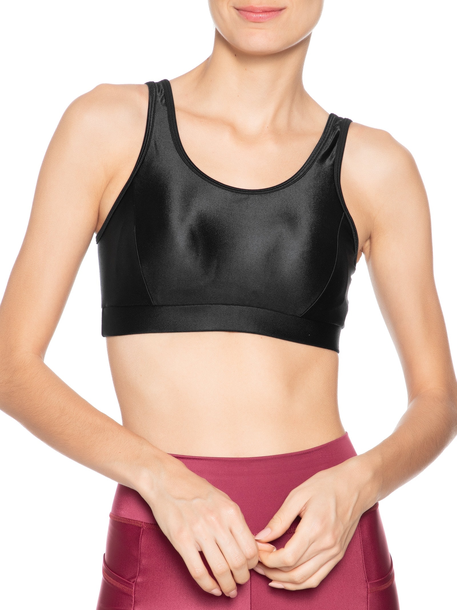 Top Alça Reta Liso Preto Body For Sure