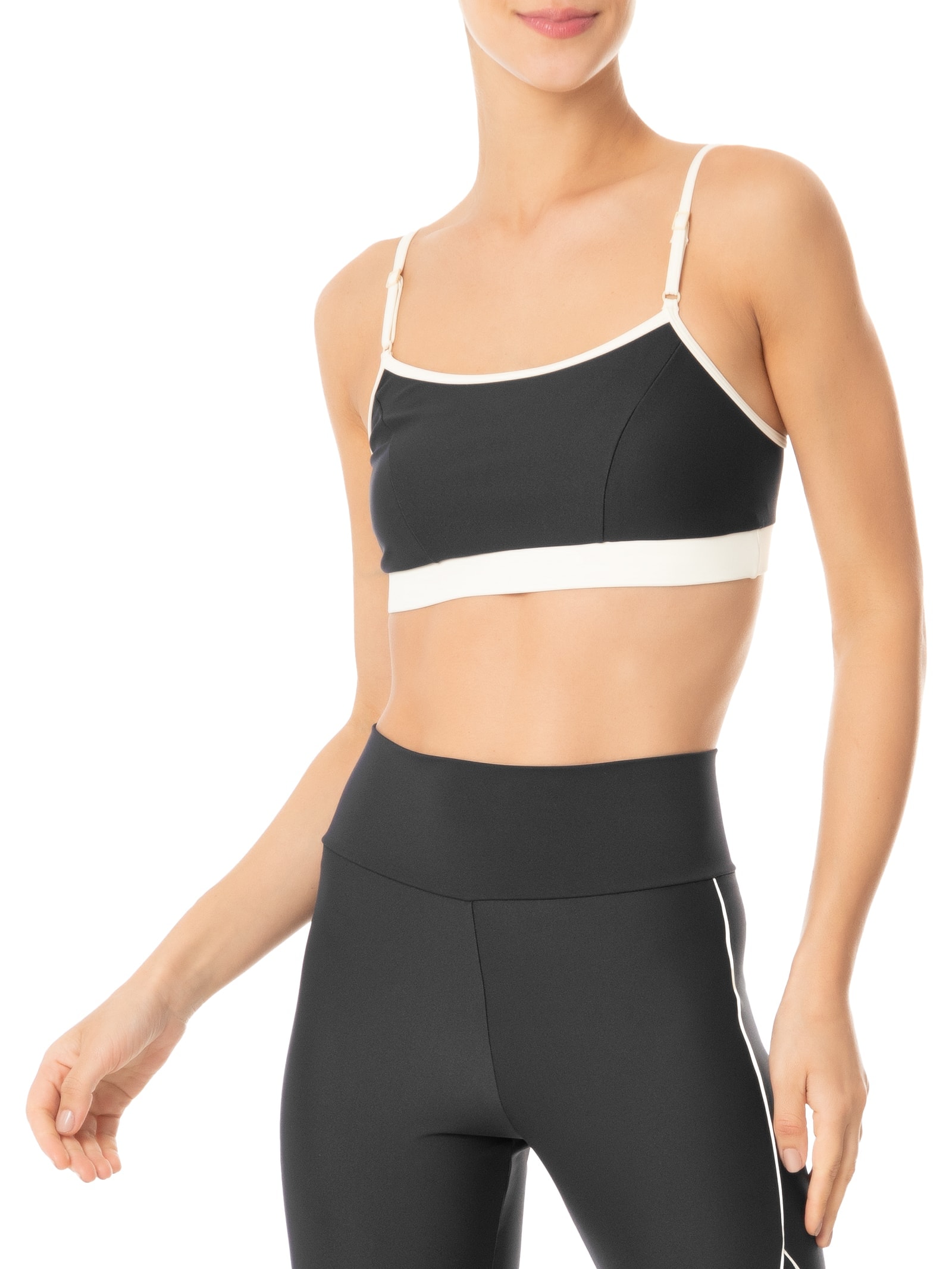Top Alça Reta Liso Preto Body For Sure