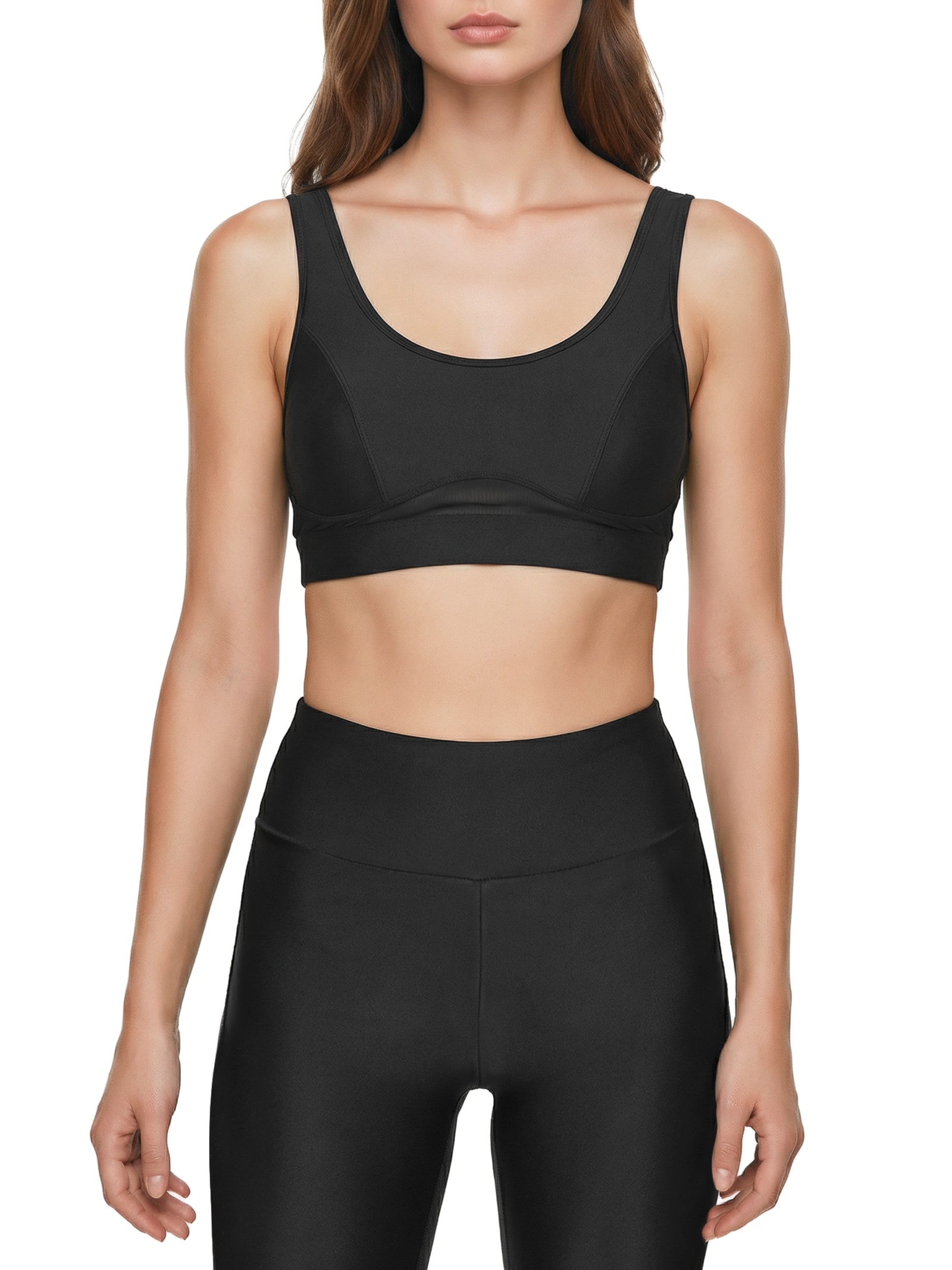 Top Alça Reta Liso Preto Body For Sure