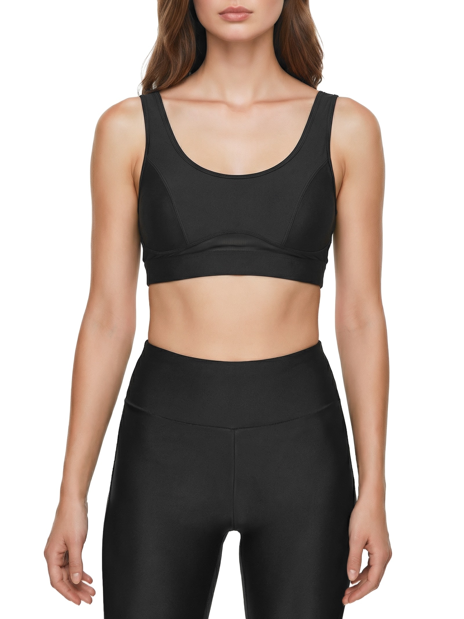 Top Alça Reta Liso Preto Body For Sure