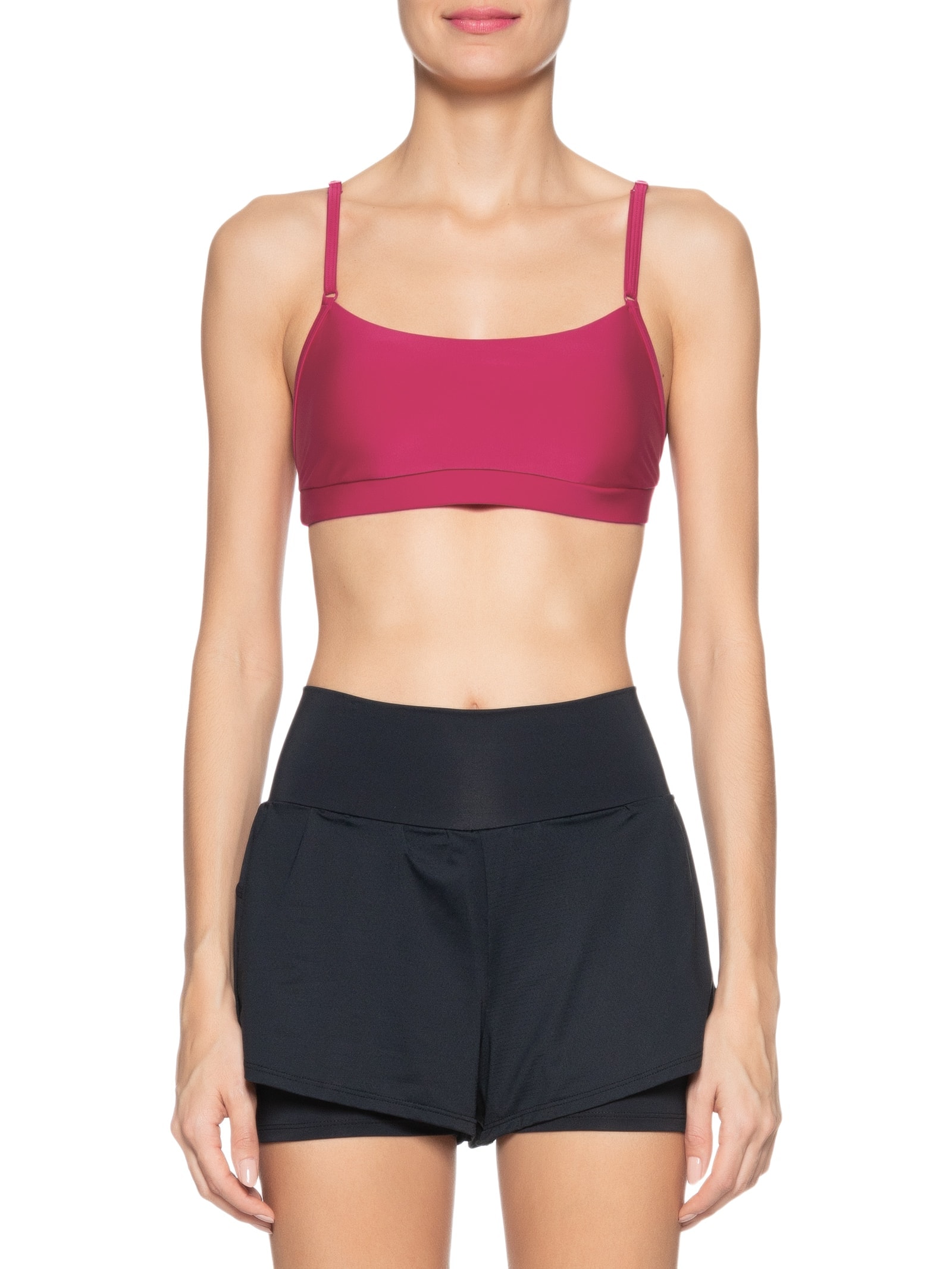 Top Alça Reta Liso Rosa Body For Sure