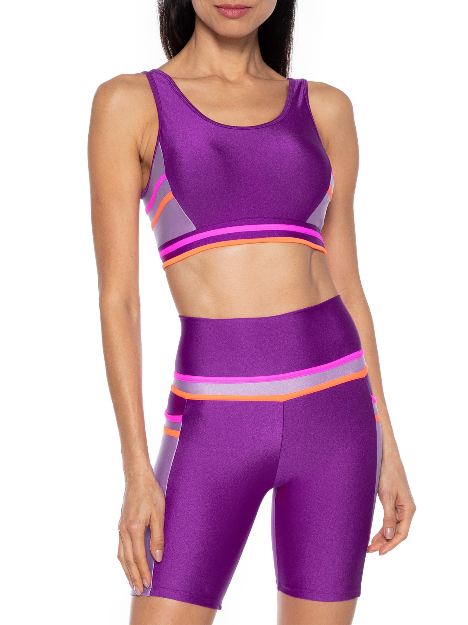 Top Alça Reta Liso Roxo Body For Sure