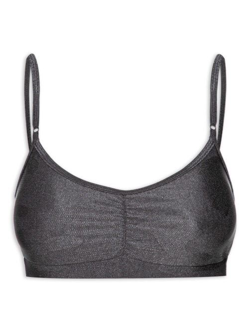 Top Alça Reta Liso Texturizado – Cinza