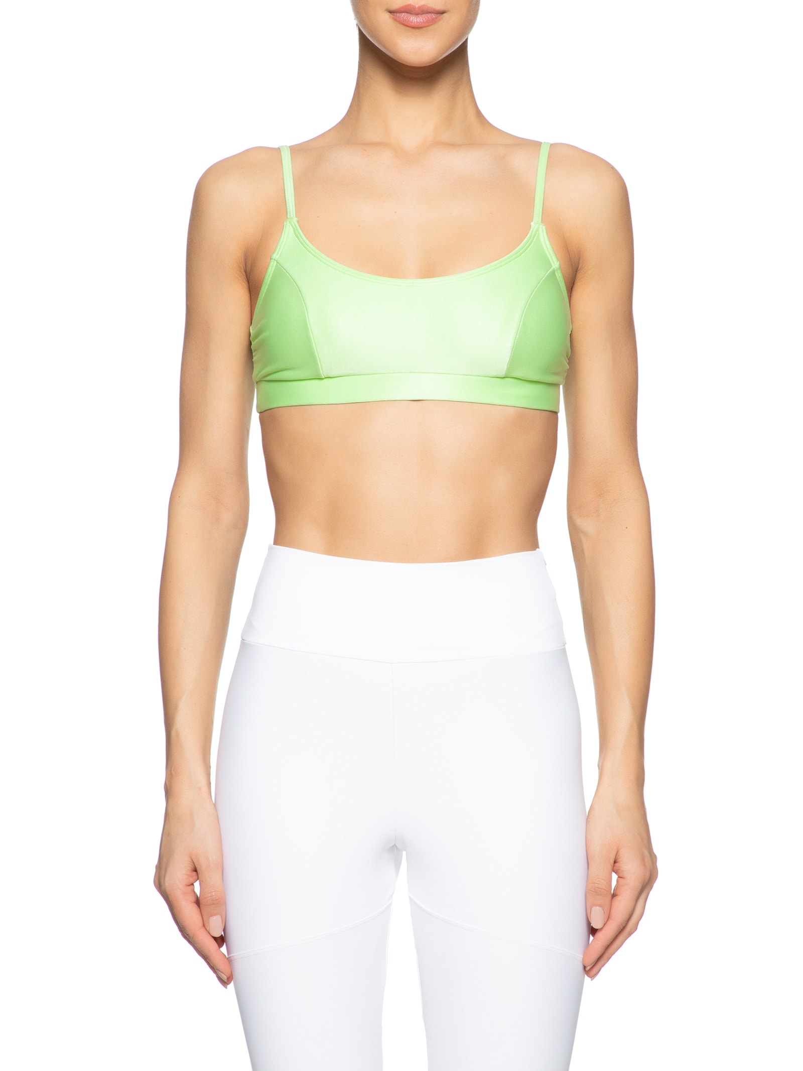 Top Alça Reta Liso Verde  Body For Sure