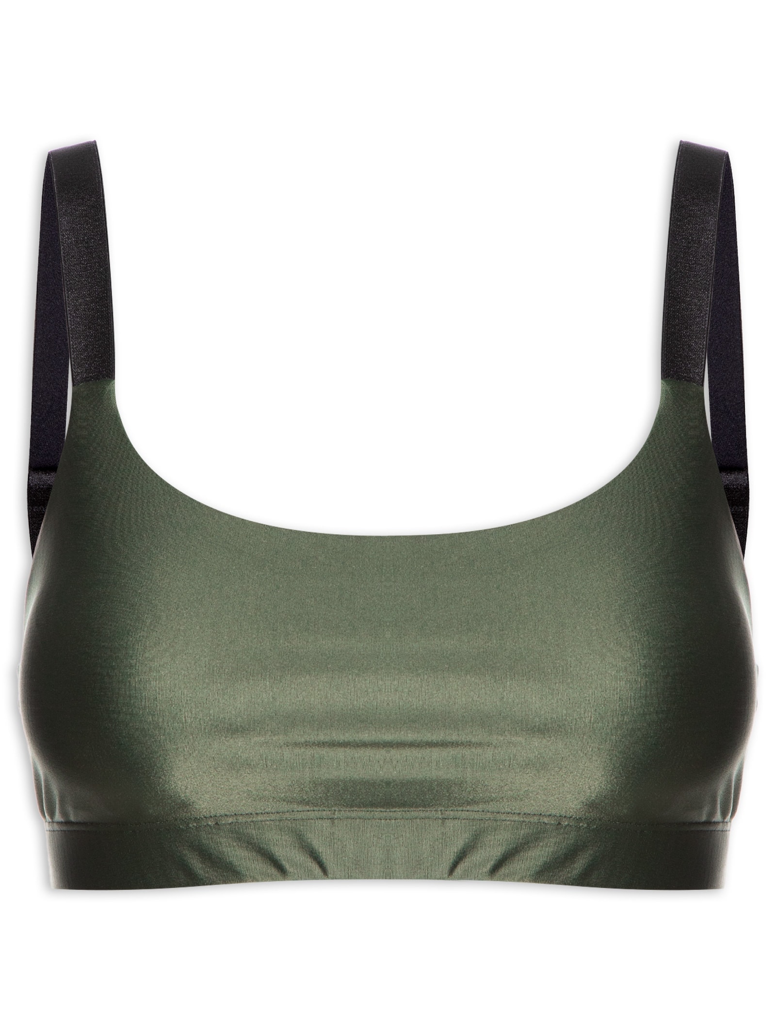 Top Alça Reta Liso Verde Body For Sure