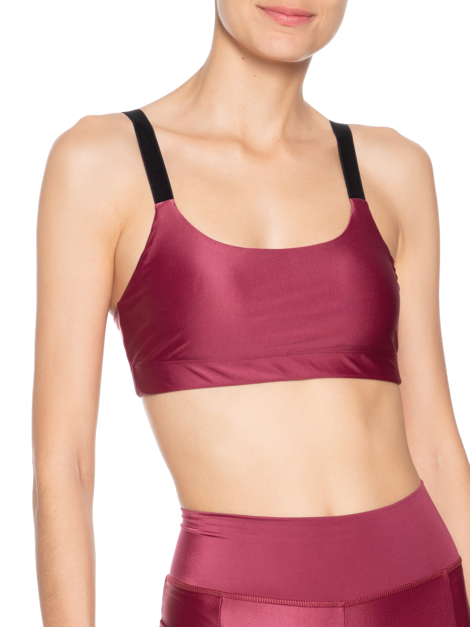 Top Alça Reta Liso Vinho Body For Sure