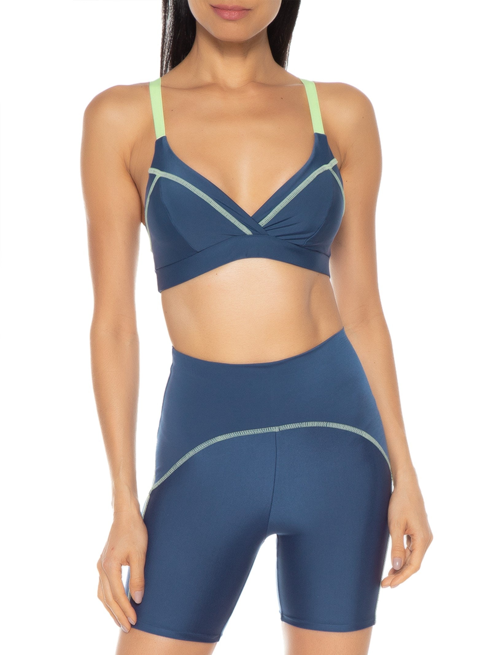 Top Alça Reto Liso Azul Body For Sure