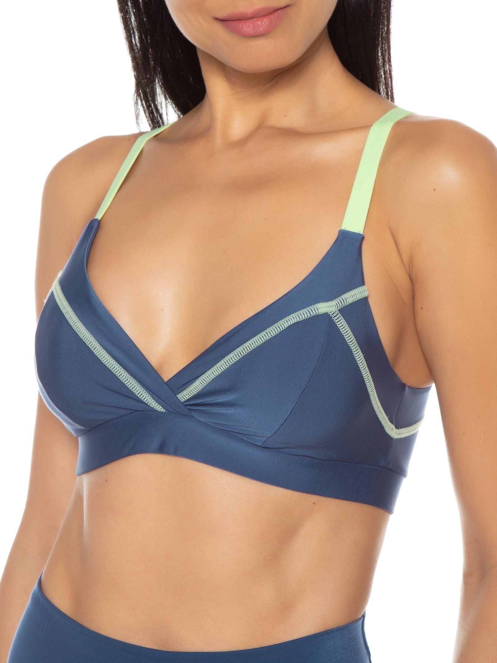 Top Alça Reto Liso Azul Body For Sure
