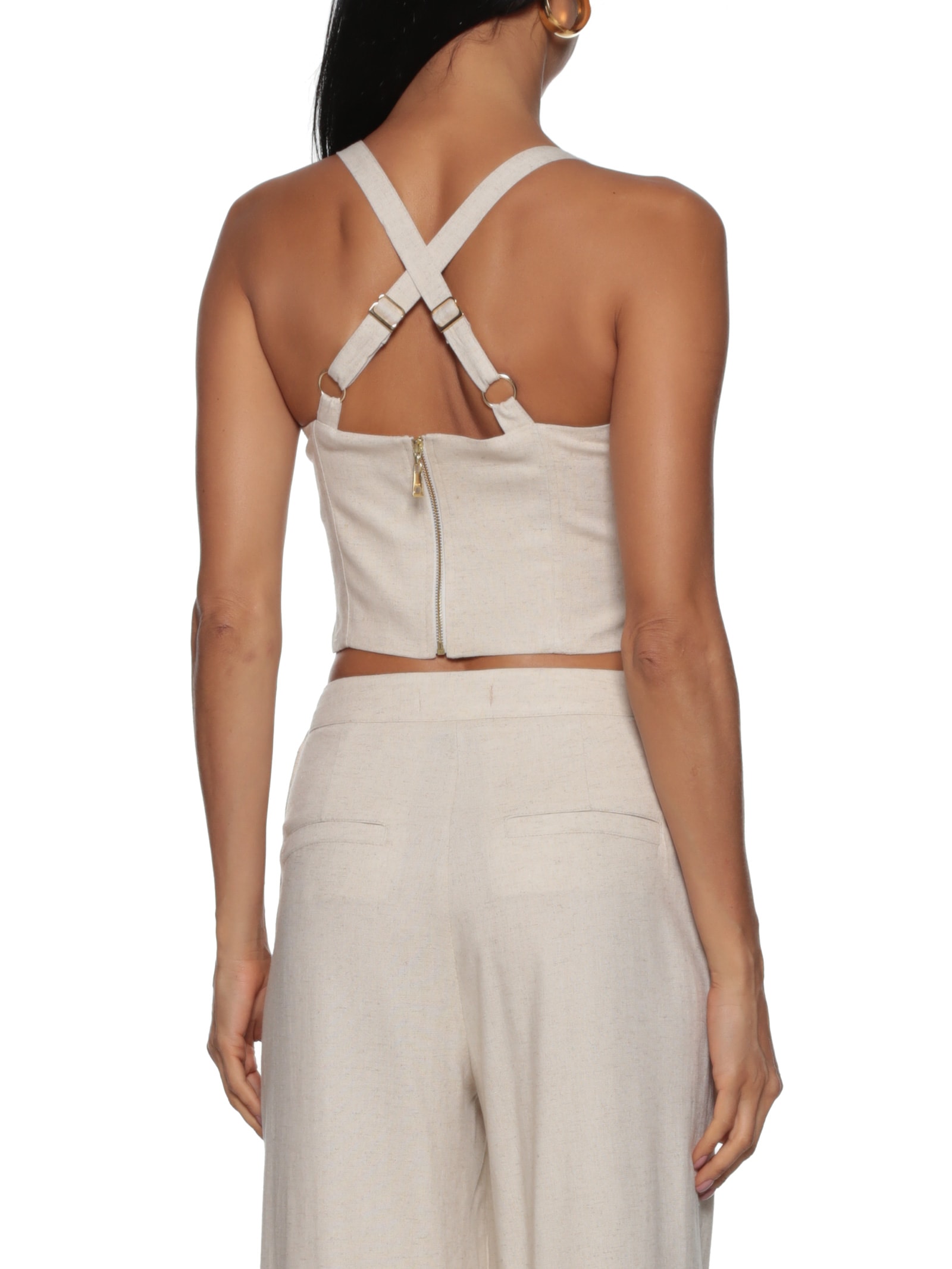 Mob - Top Alças Cruzadas Reguláveis - Bege