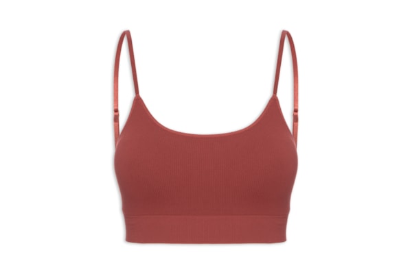 Top Alças Finas Com Bojo Removível Em Microfibra Canelada Free - Vermelho