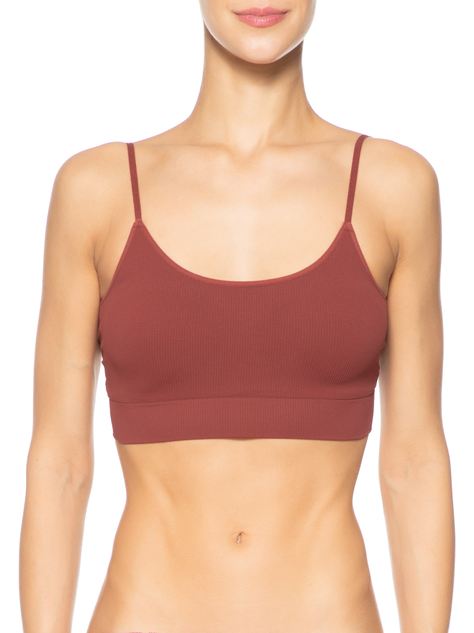 Top Alças Finas Com Bojo Removível Em Microfibra Canelada Free Vermelho Hope