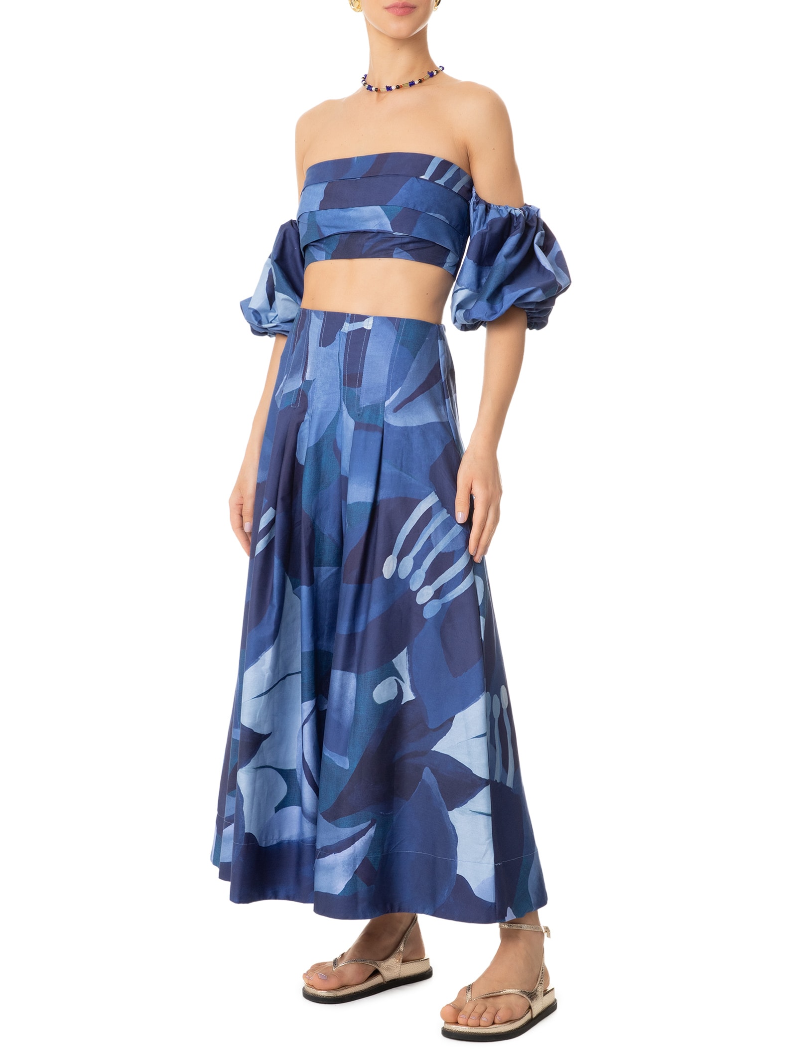 Top Aquarela Floral Azul Farm