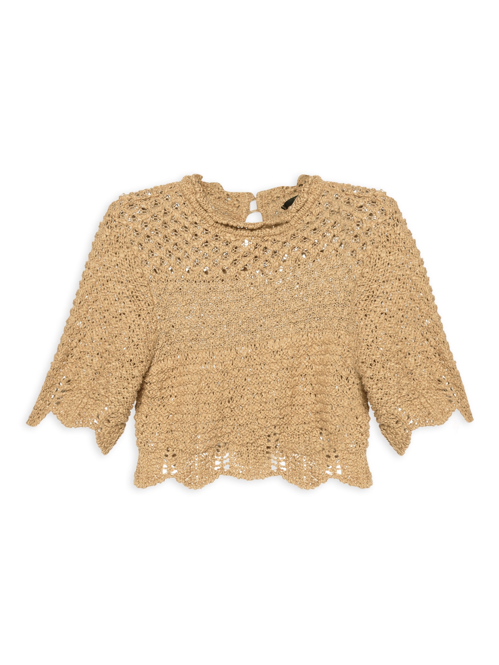 Top Babado Rústico Tricot Bege Animale