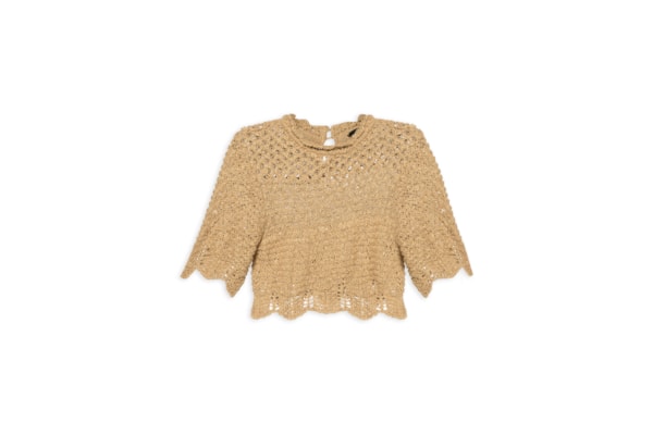 Top Babado Rústico Tricot - Bege