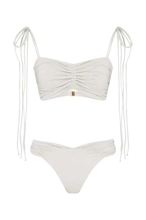 top biquíni bandeau com lacinhos bio artemis off white