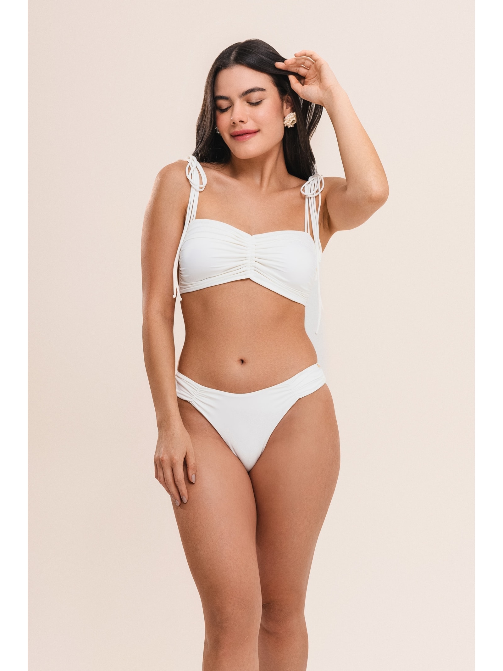 top biquíni bandeau com lacinhos bio artemis off white Suntime
