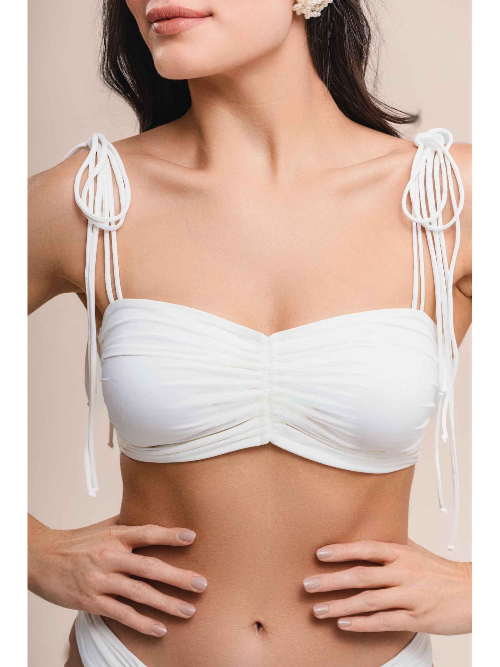 top biquíni bandeau com lacinhos bio artemis off white Suntime
