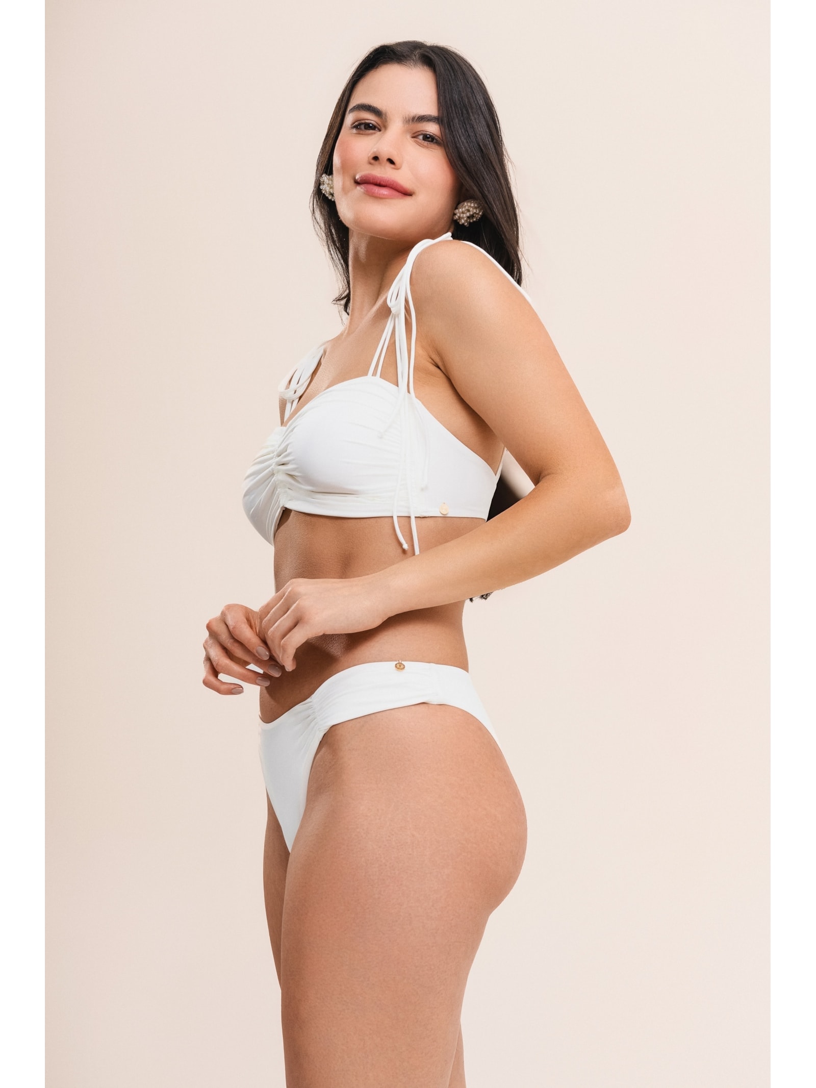 top biquíni bandeau com lacinhos bio artemis off white Suntime
