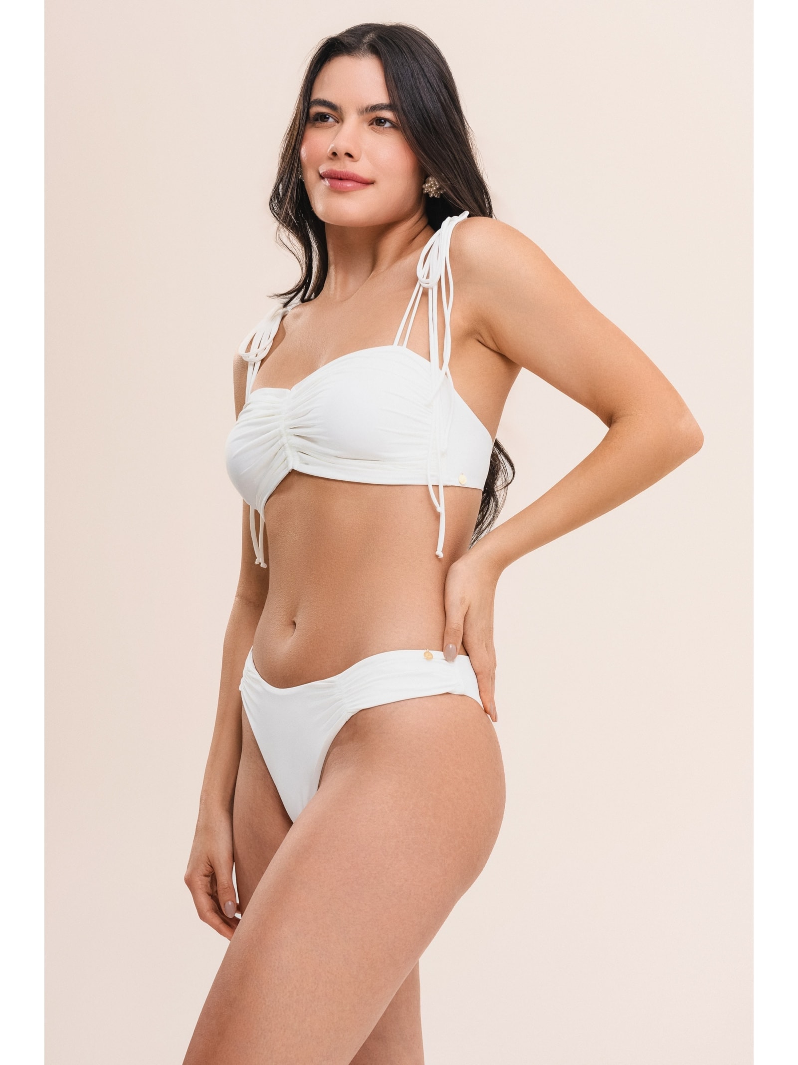 top biquíni bandeau com lacinhos bio artemis off white Suntime