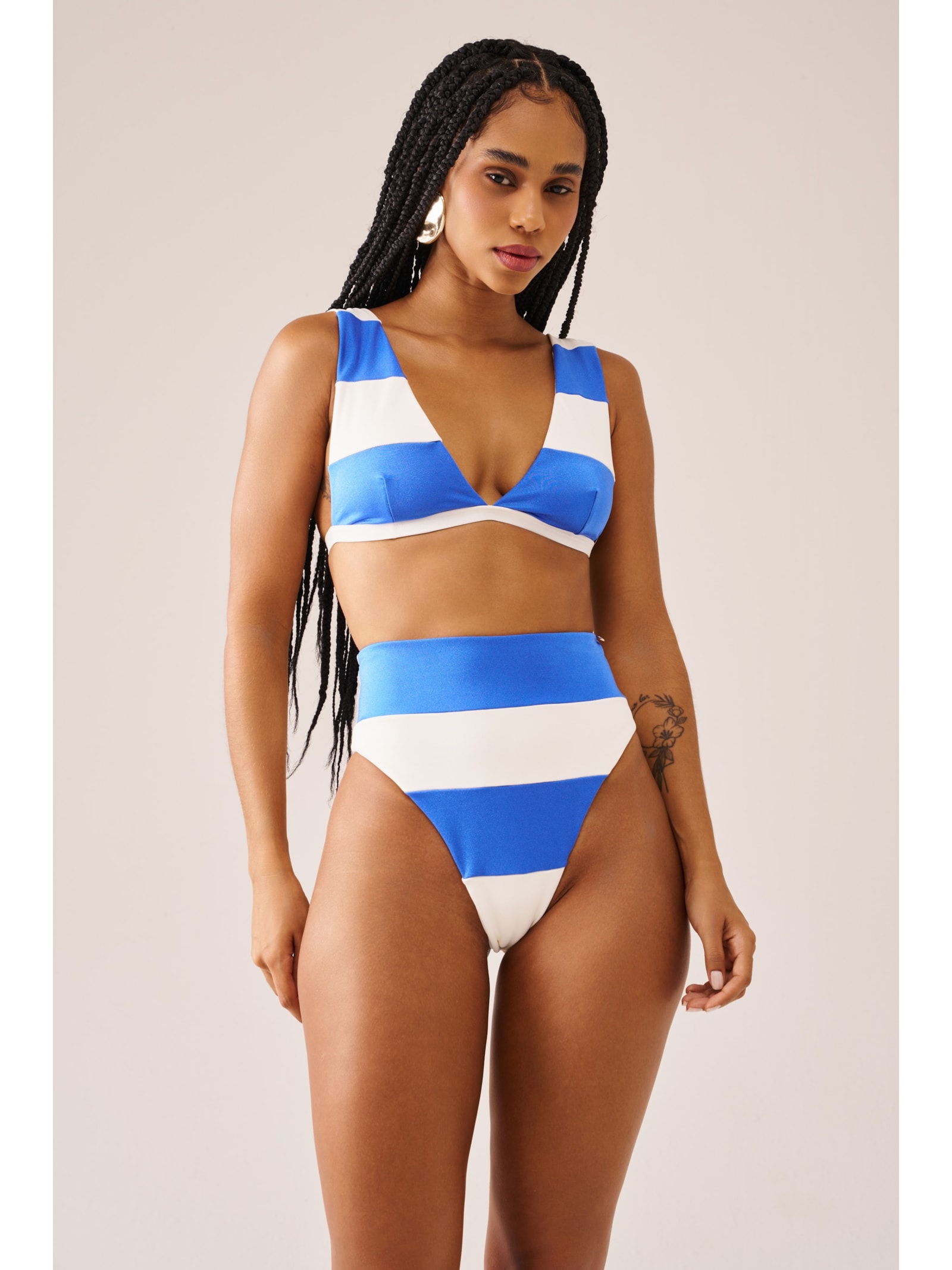 top biquíni Halter Marinière Azul Suntime