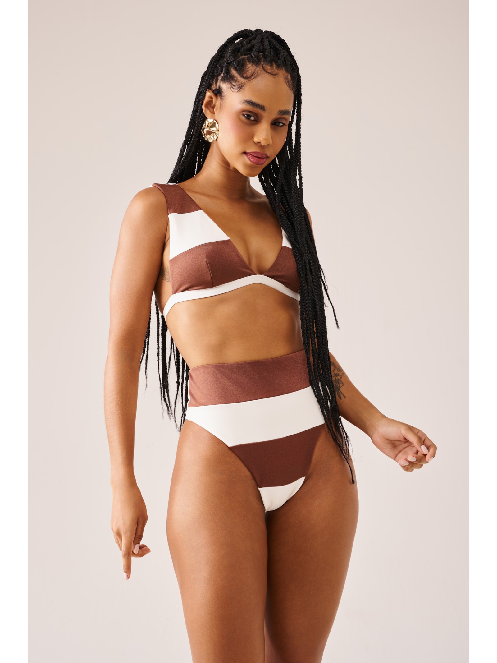 top biquíni Halter Marinière Cappuccino Suntime