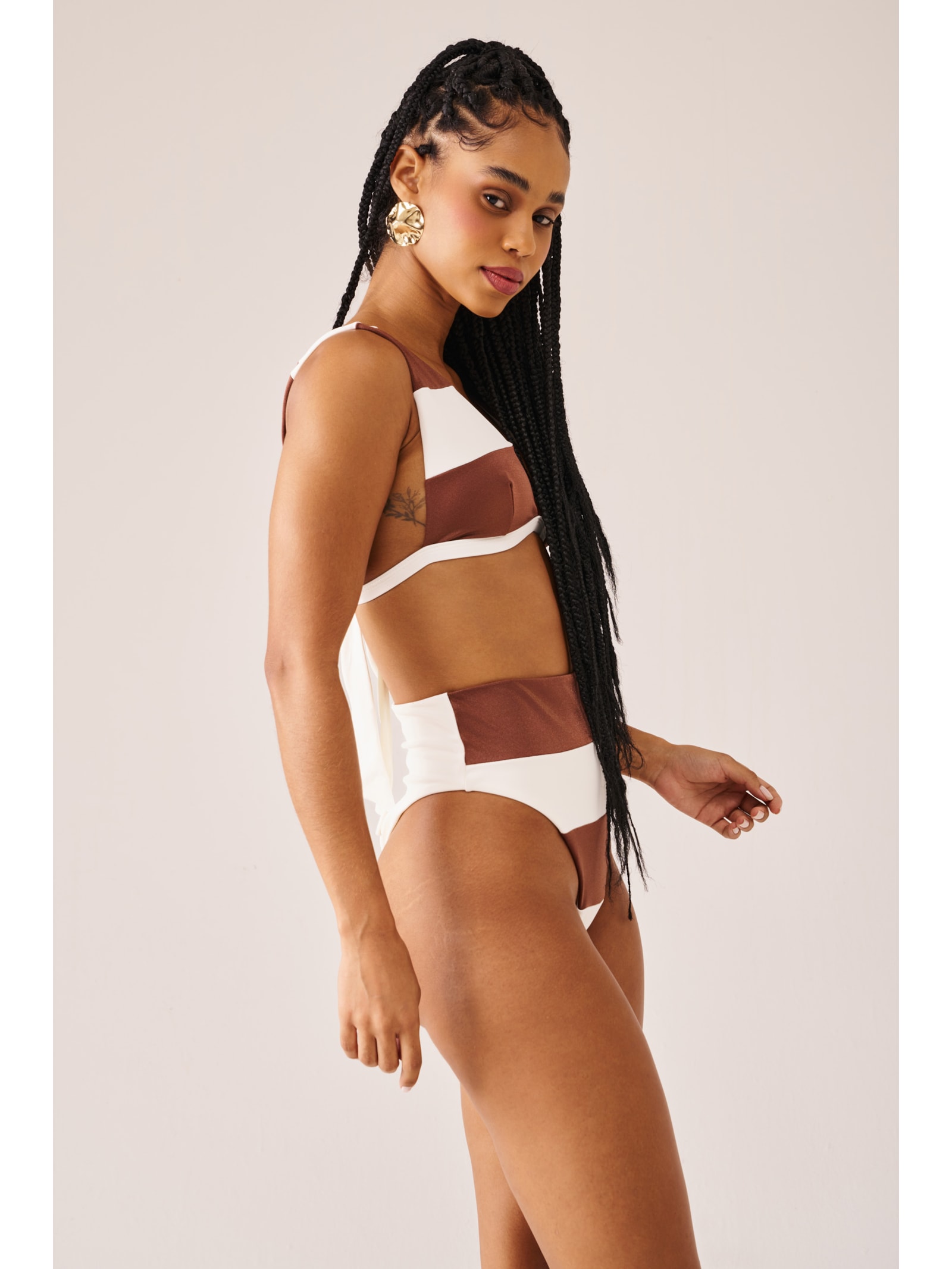 top biquíni Halter Marinière Cappuccino Suntime