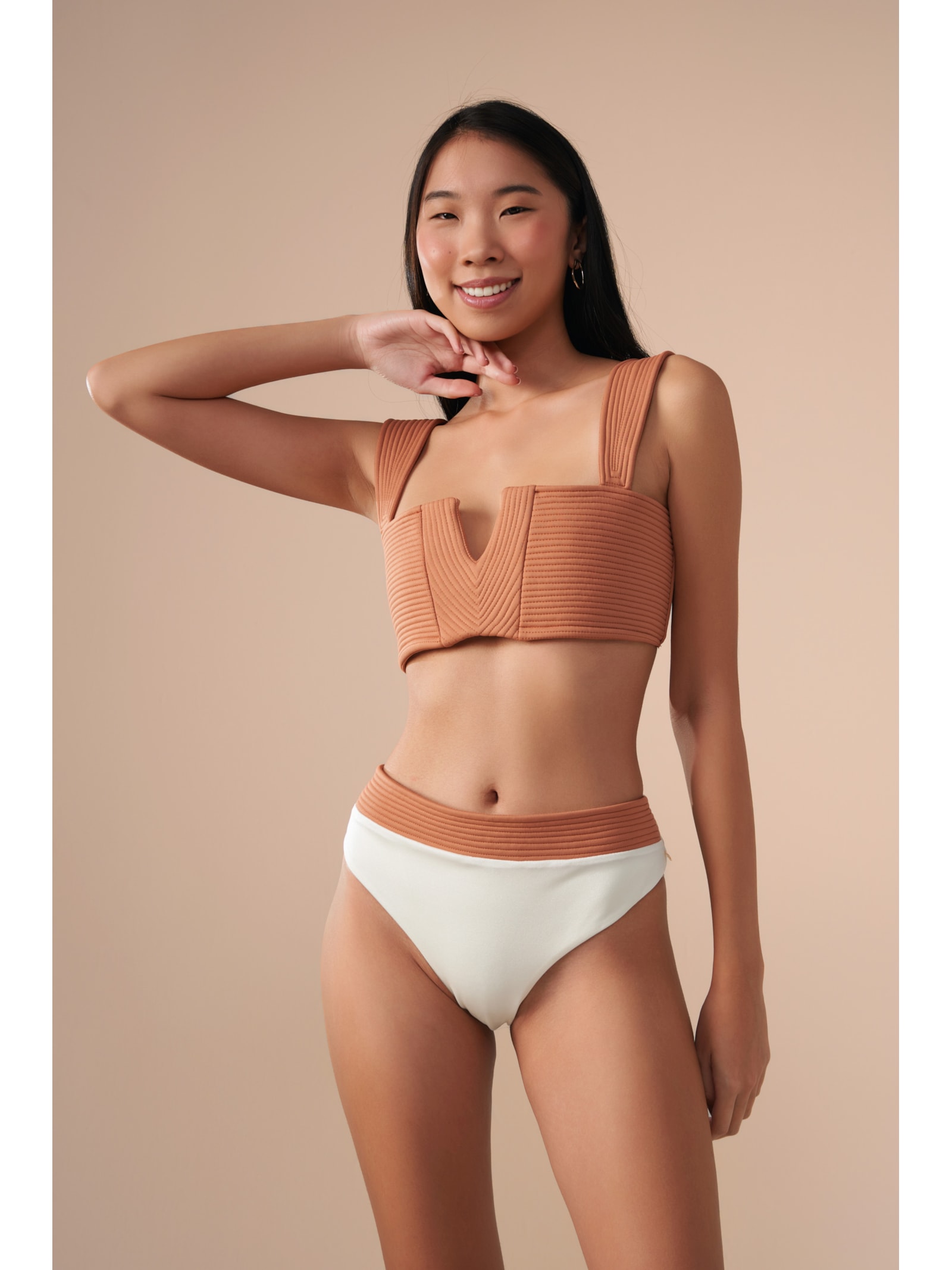 top biquíni Reto V Contour Caramelo Suntime