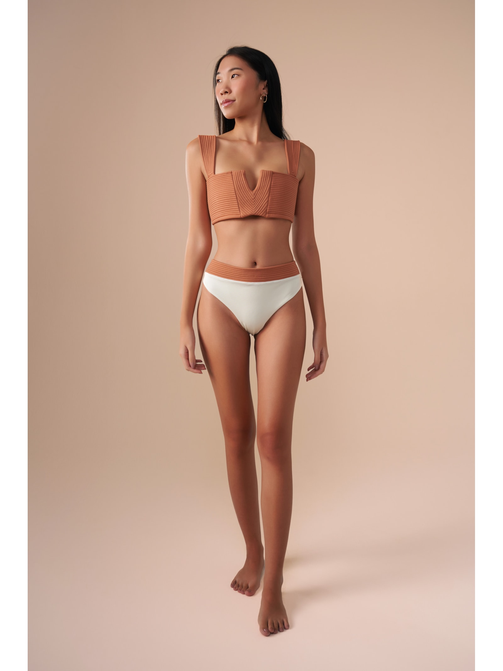 top biquíni Reto V Contour Caramelo Suntime