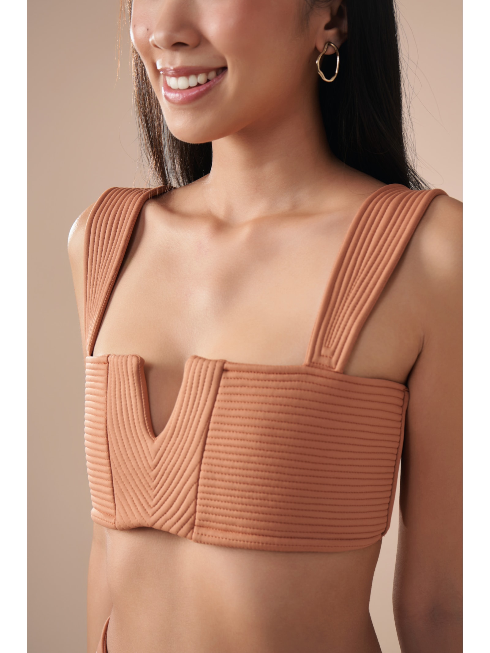 top biquíni Reto V Contour Caramelo Suntime