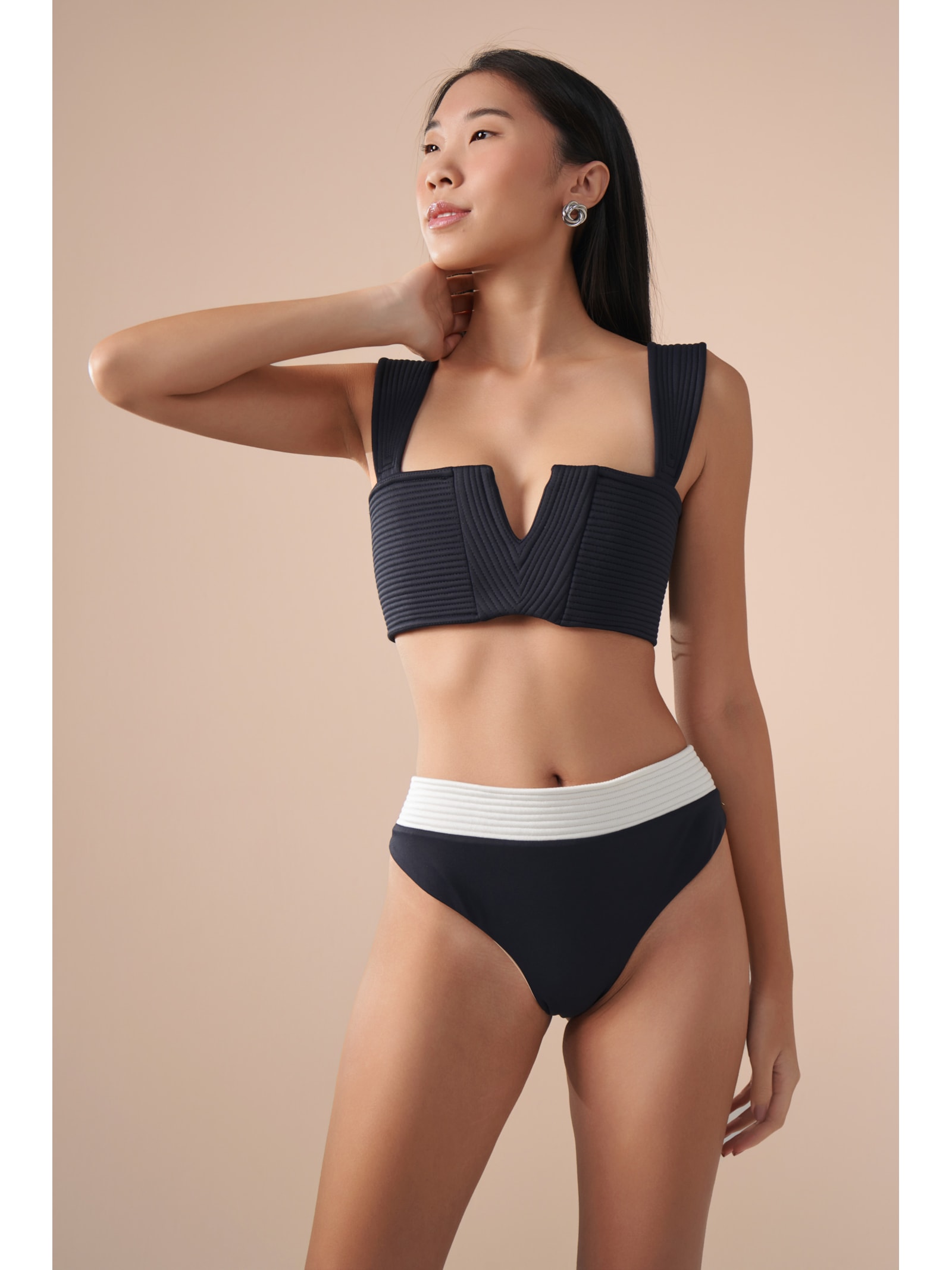 top biquíni Reto V Contour Preto Suntime