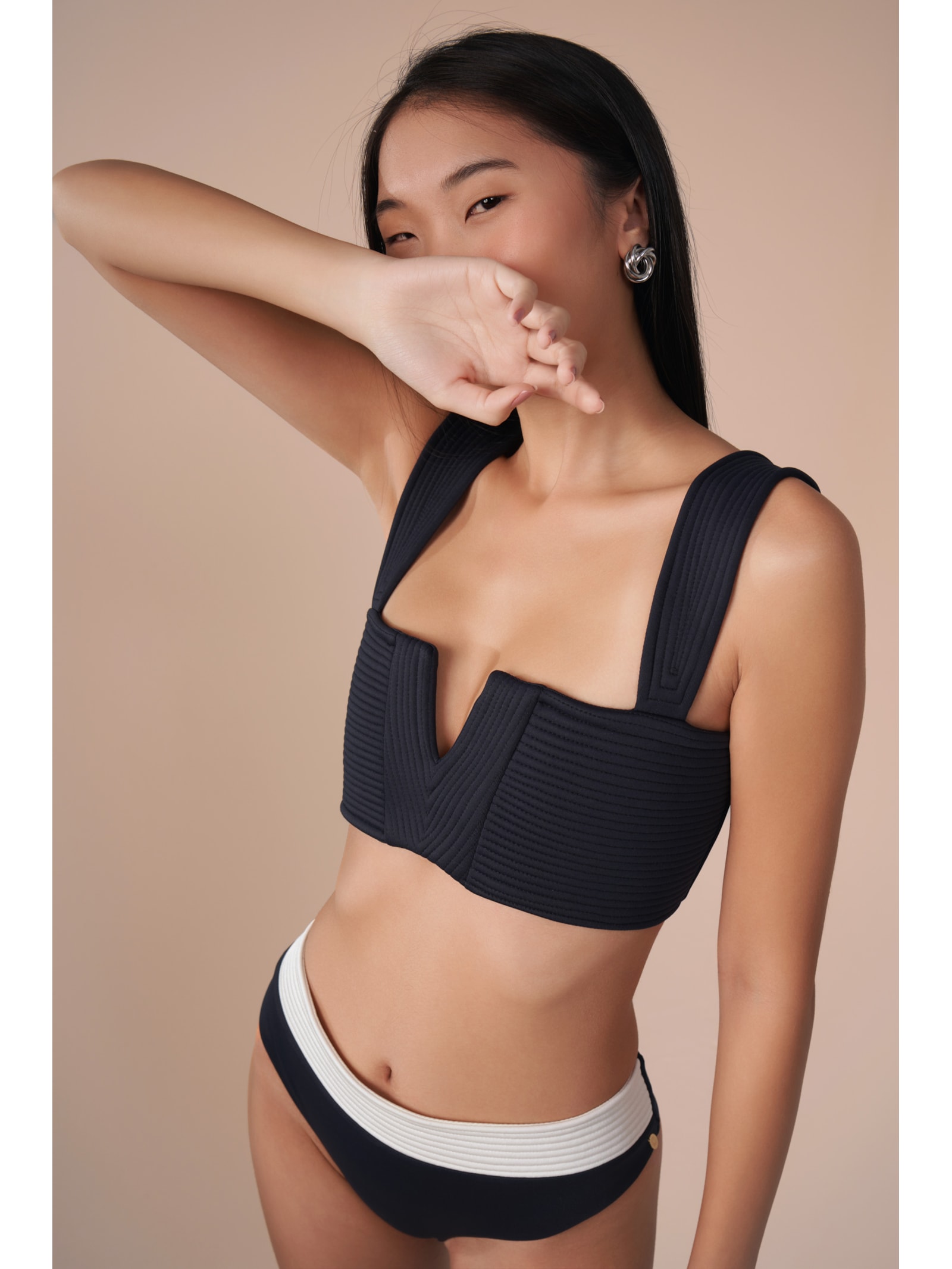 top biquíni Reto V Contour Preto Suntime