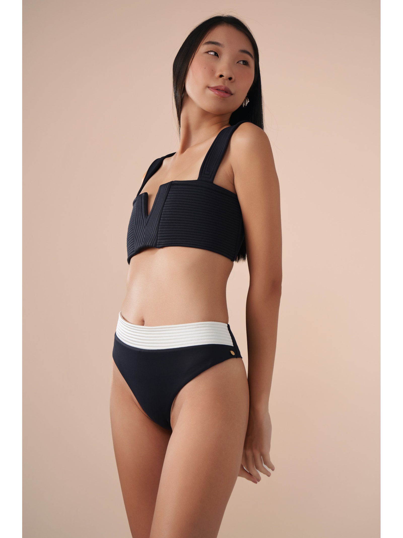 top biquíni Reto V Contour Preto Suntime