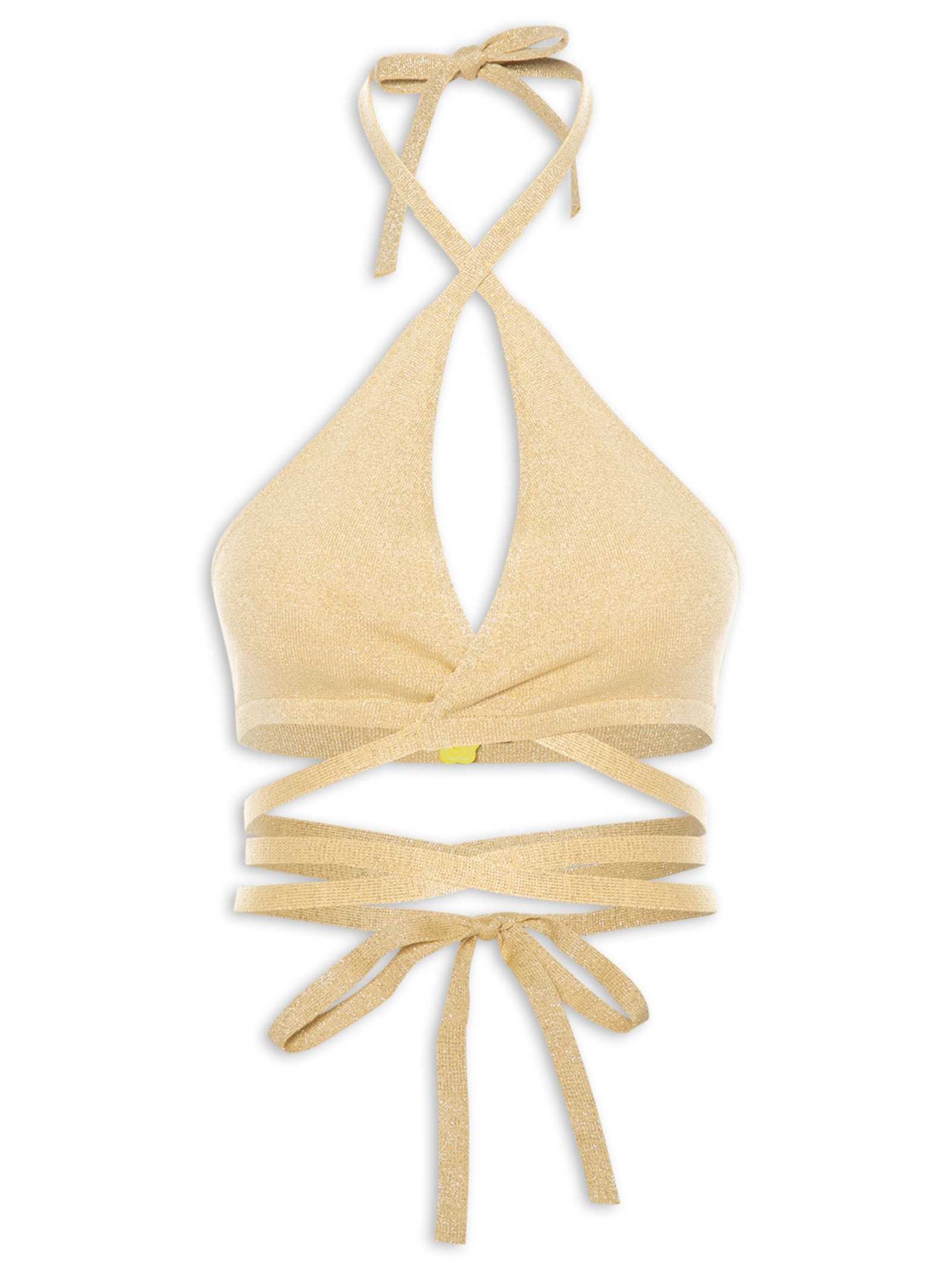 Top Biquíni Tricot Amarração Dourado Farm